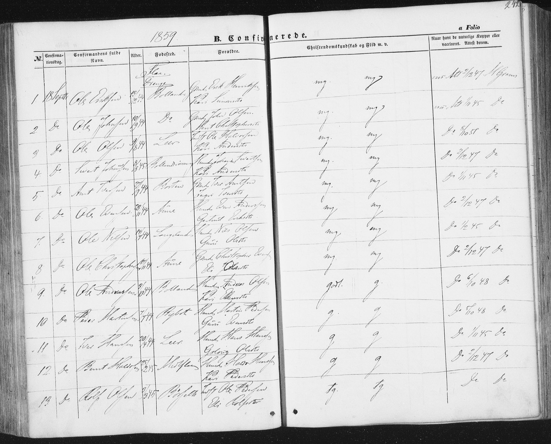 Ministerialprotokoller, klokkerbøker og fødselsregistre - Sør-Trøndelag, SAT/A-1456/691/L1076: Ministerialbok nr. 691A08, 1852-1861, s. 242