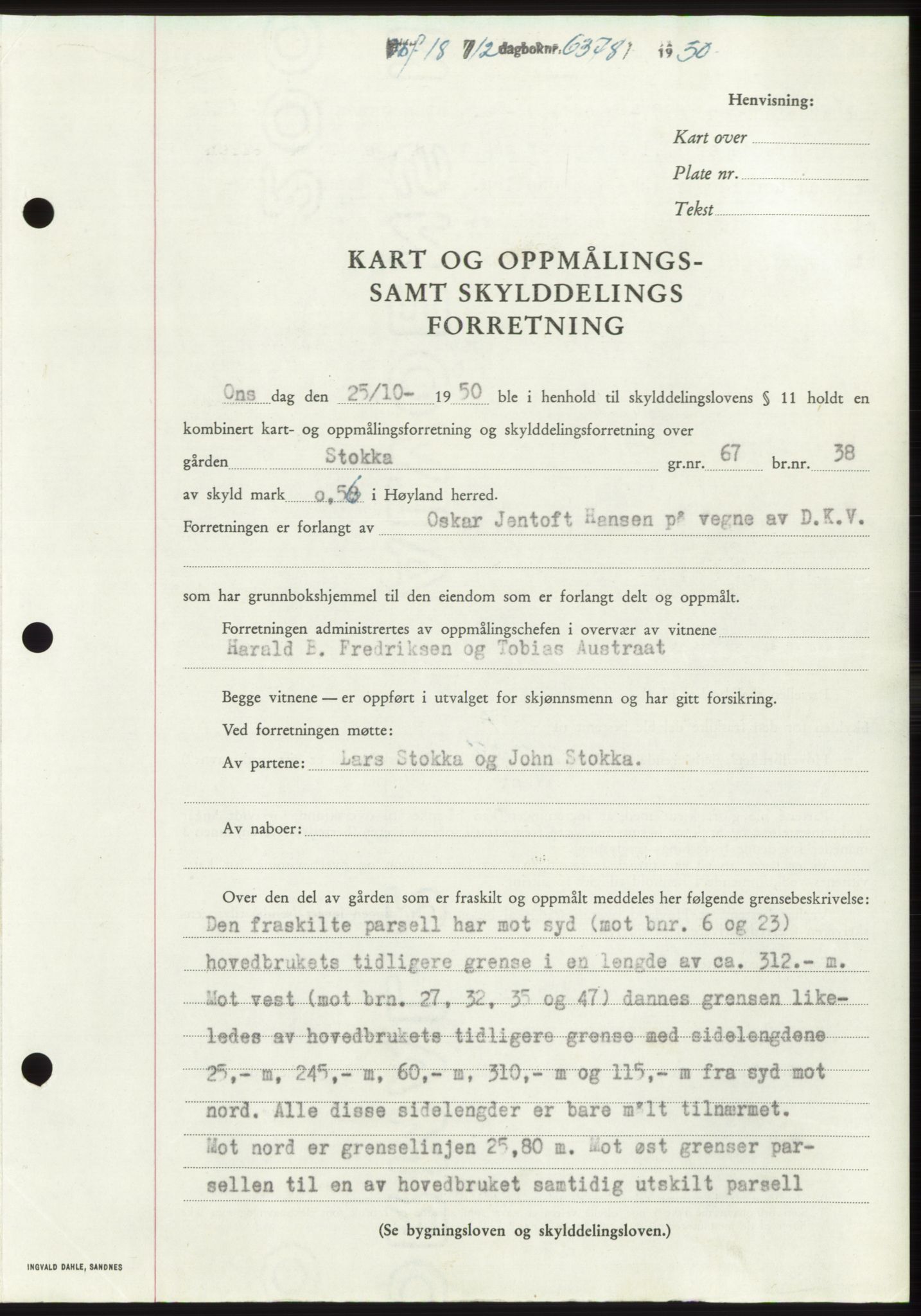 Jæren sorenskriveri, SAST/A-100310/03/G/Gba/L0110: Pantebok, 1950-1950, Dagboknr: 6378/1950