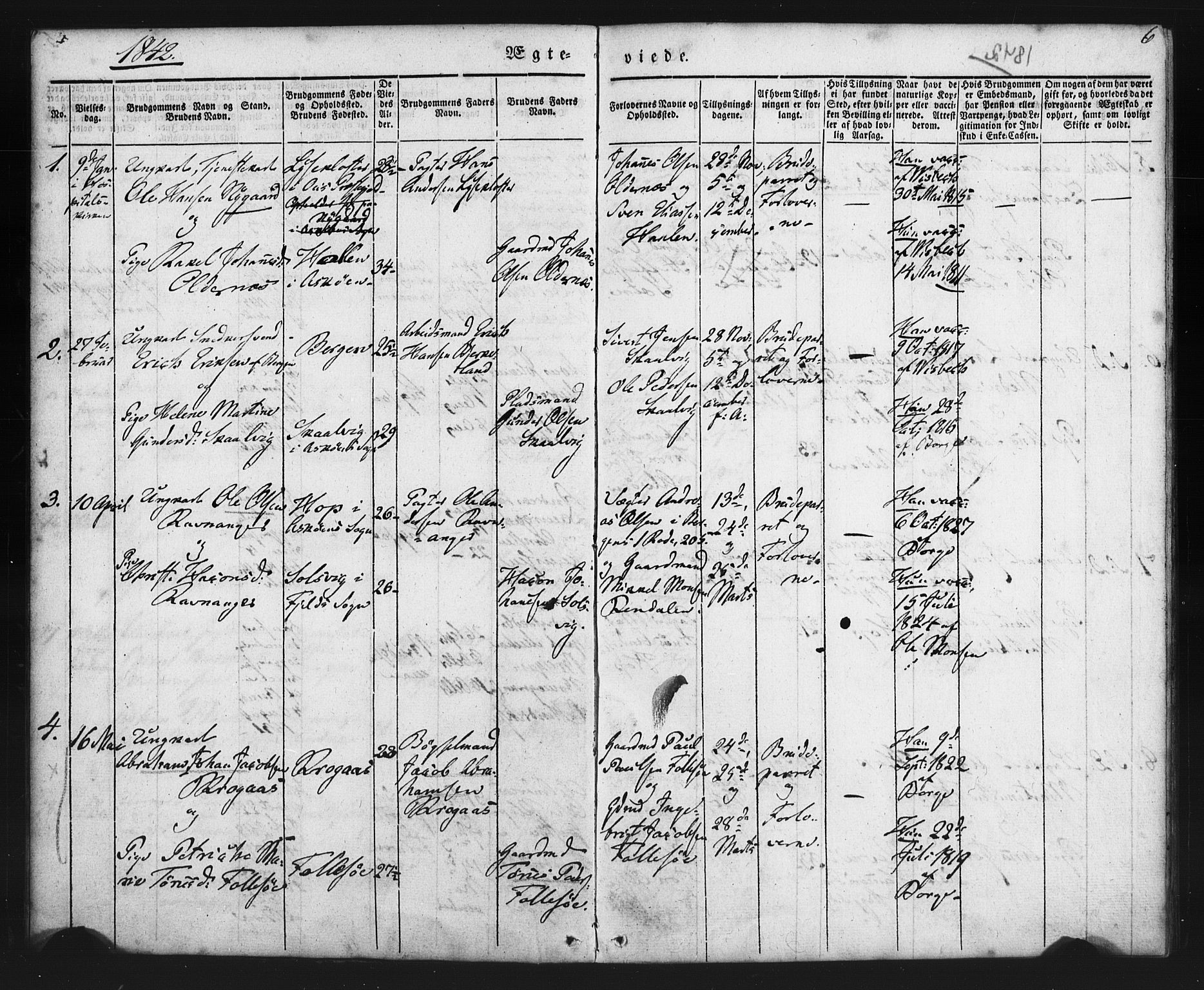 Askøy Sokneprestembete, AV/SAB-A-74101/H/Ha/Haa/Haaa/L0006: Ministerialbok nr. A 6, 1840-1852, s. 6