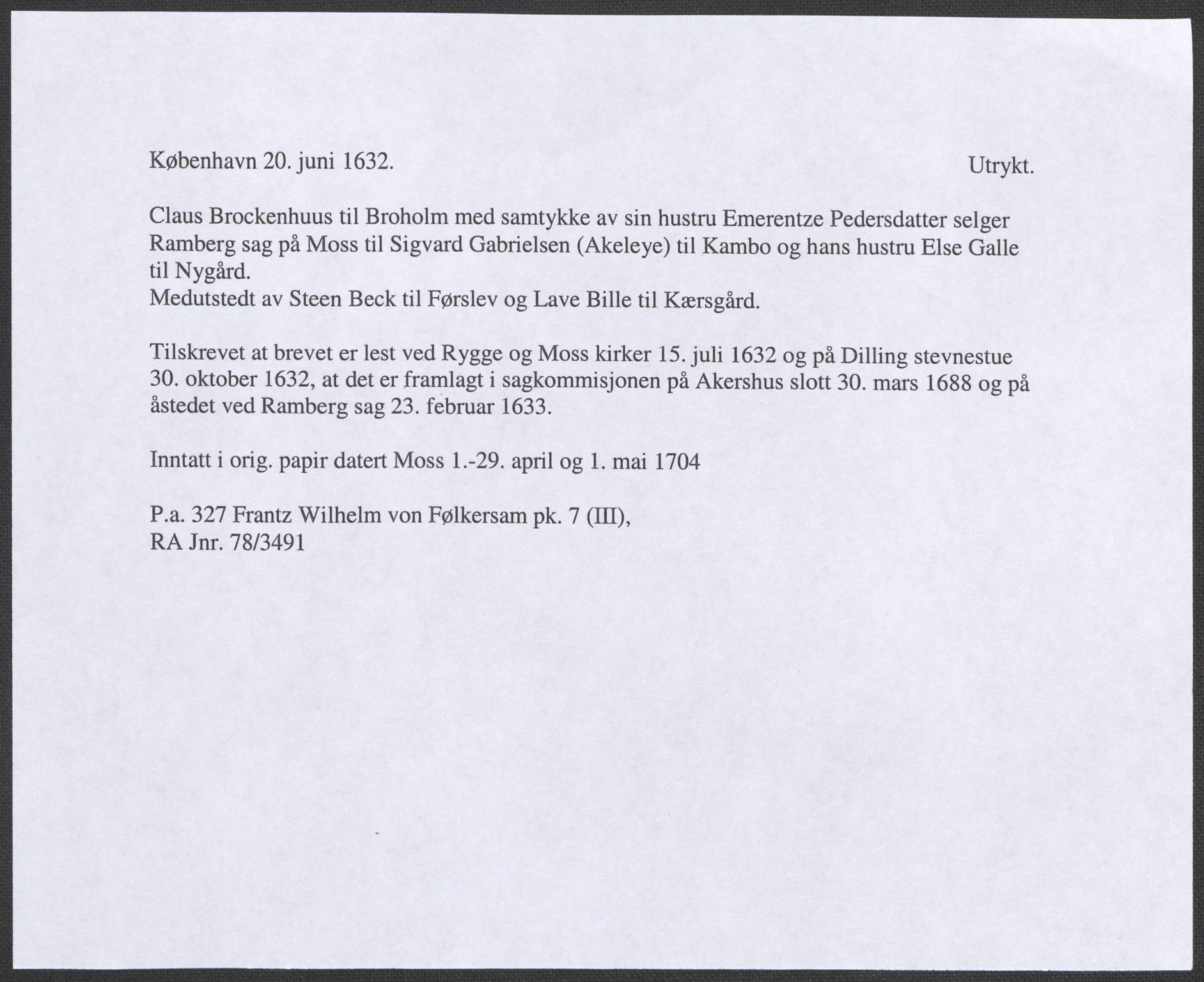 Riksarkivets diplomsamling, RA/EA-5965/F12/L0006: Pk. 7 (III), 1589-1716, s. 153