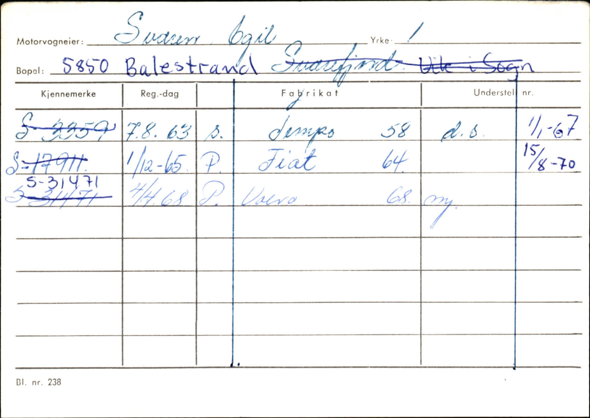 Statens vegvesen, Sogn og Fjordane vegkontor, AV/SAB-A-5301/4/F/L0132: Eigarregister Askvoll A-Å. Balestrand A-Å, 1945-1975, s. 2364