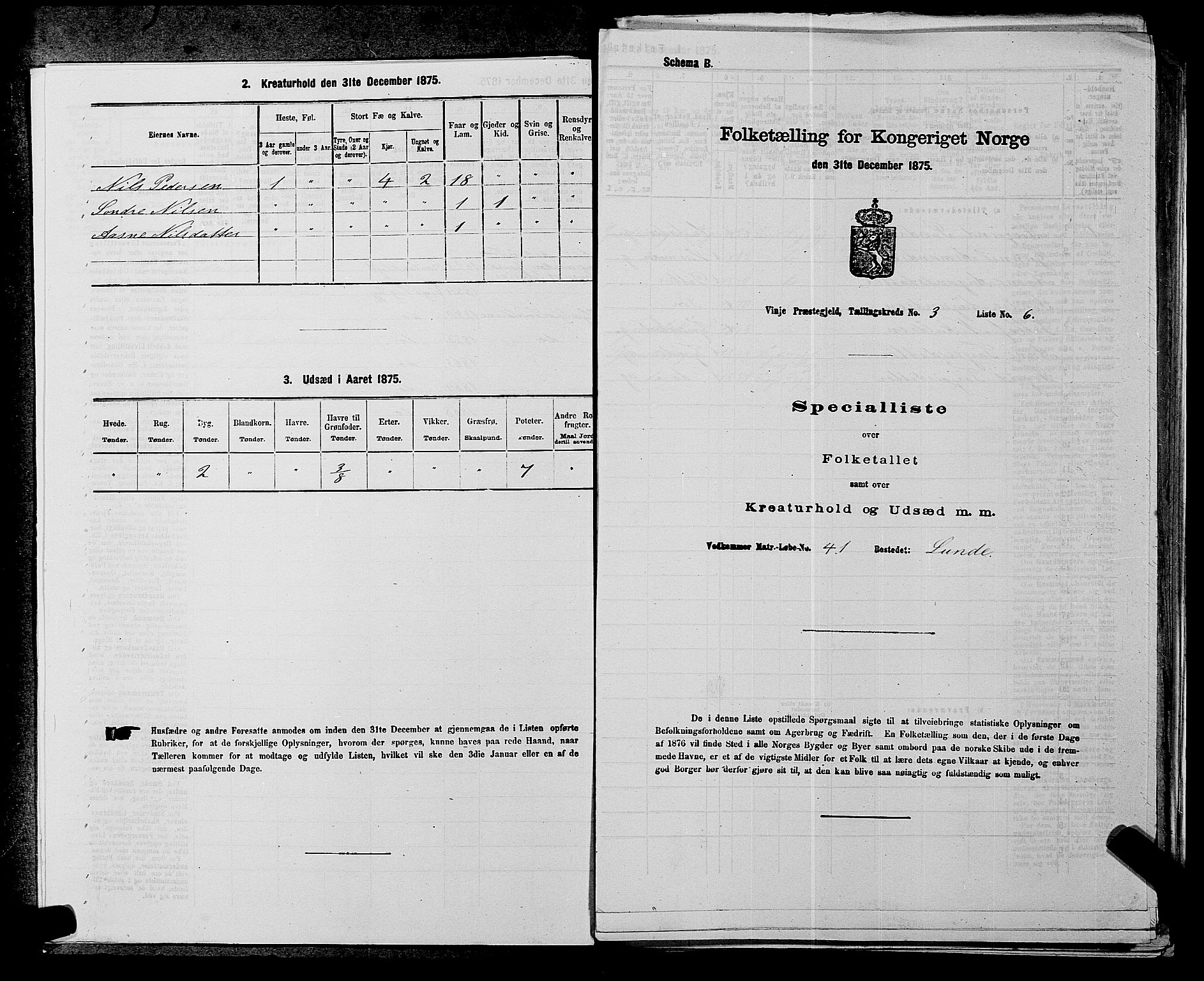 SAKO, Folketelling 1875 for 0834P Vinje prestegjeld, 1875, s. 237