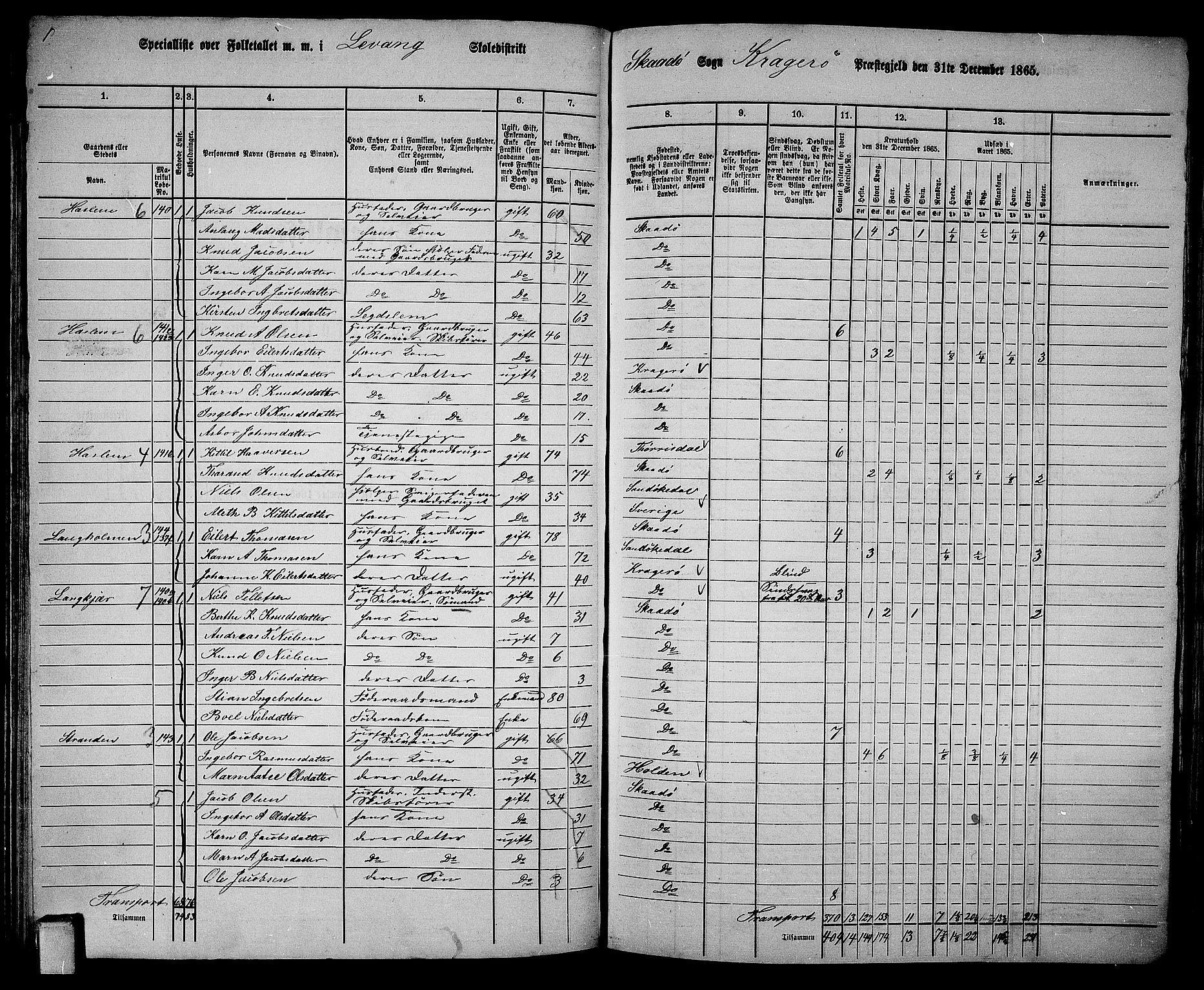 RA, Folketelling 1865 for 0816L Kragerø prestegjeld, Sannidal sokn og Skåtøy sokn, 1865, s. 103