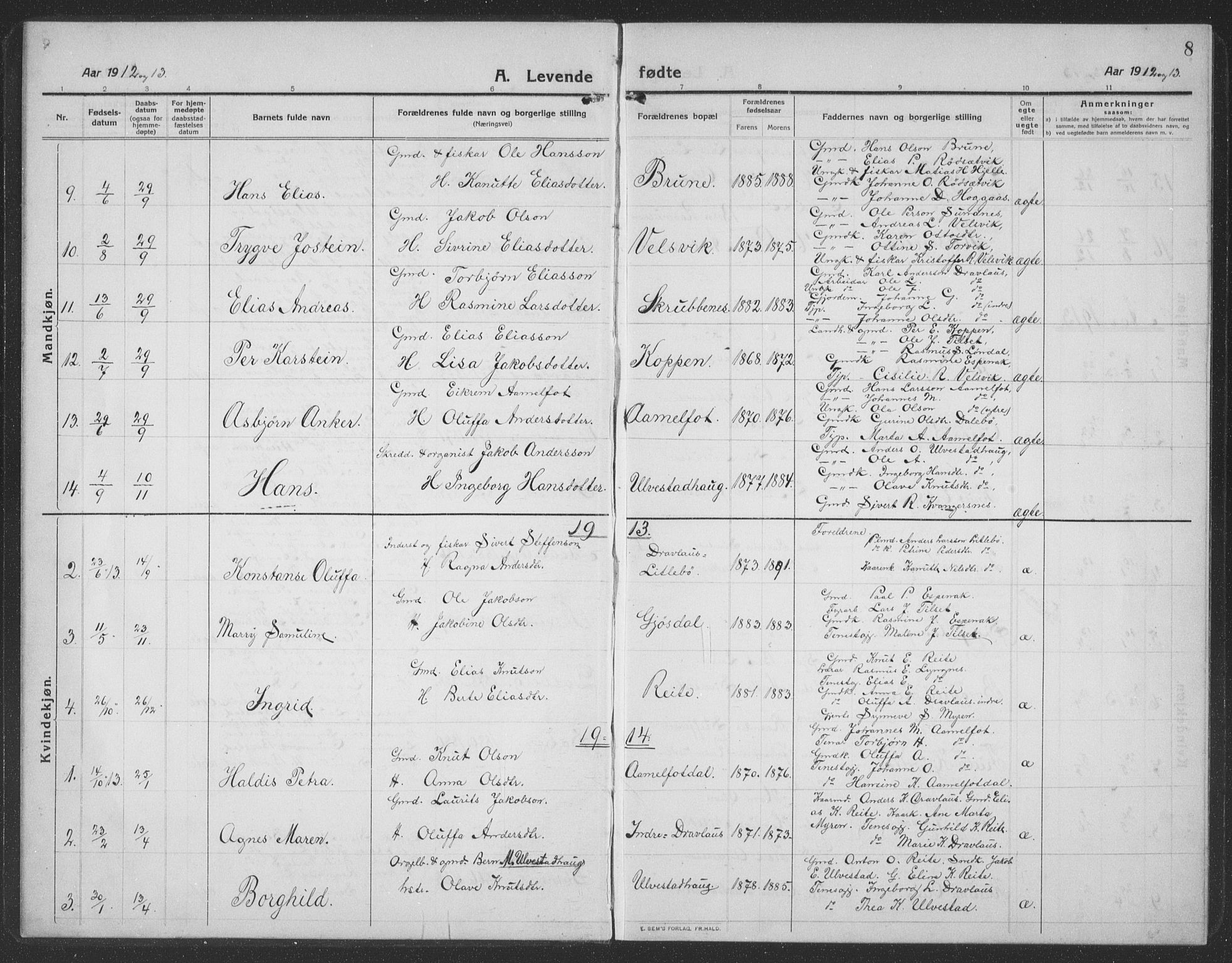 Ministerialprotokoller, klokkerbøker og fødselsregistre - Møre og Romsdal, AV/SAT-A-1454/512/L0169: Klokkerbok nr. 512C01, 1910-1935, s. 8