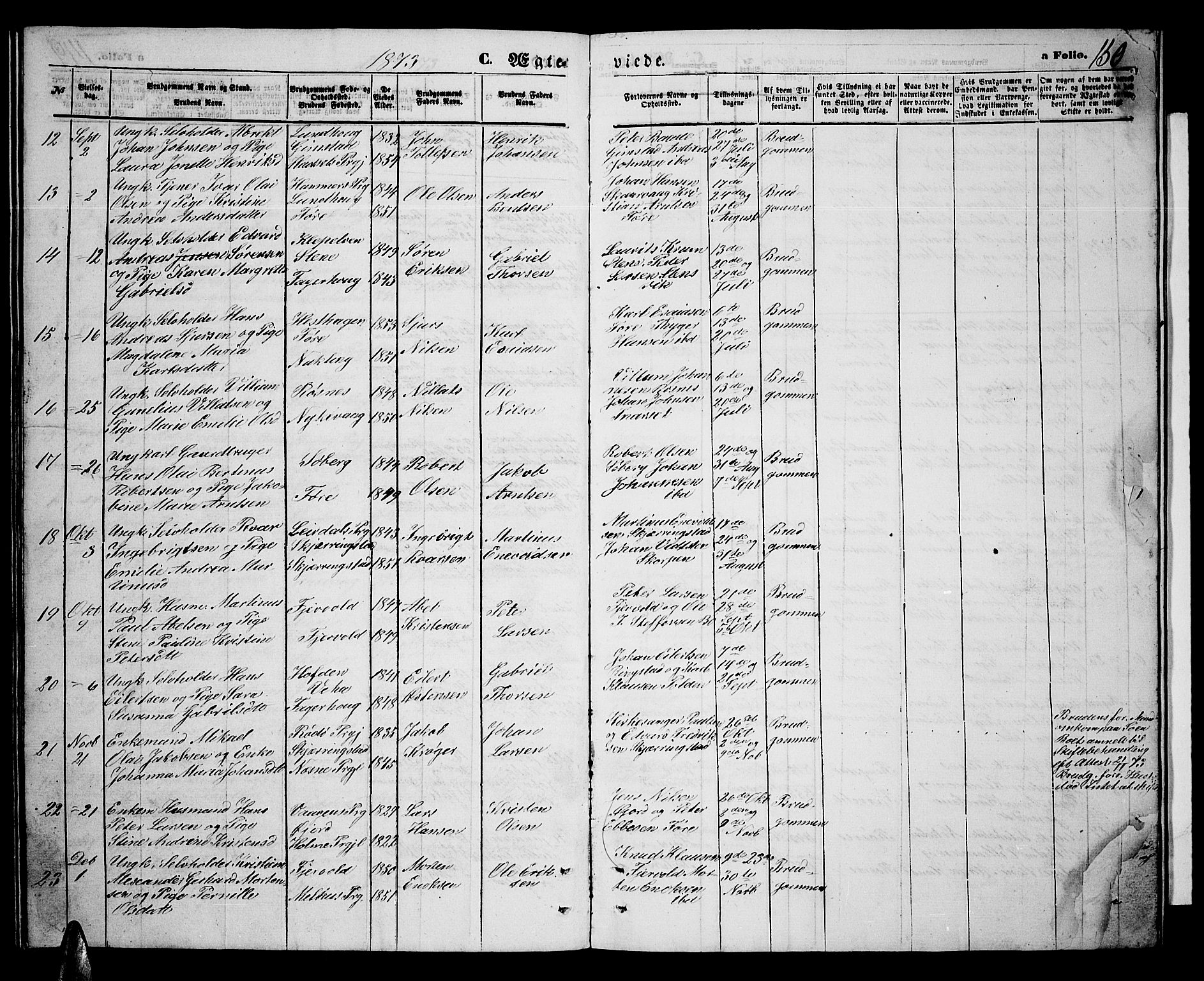 Ministerialprotokoller, klokkerbøker og fødselsregistre - Nordland, AV/SAT-A-1459/891/L1314: Klokkerbok nr. 891C03, 1870-1885, s. 150