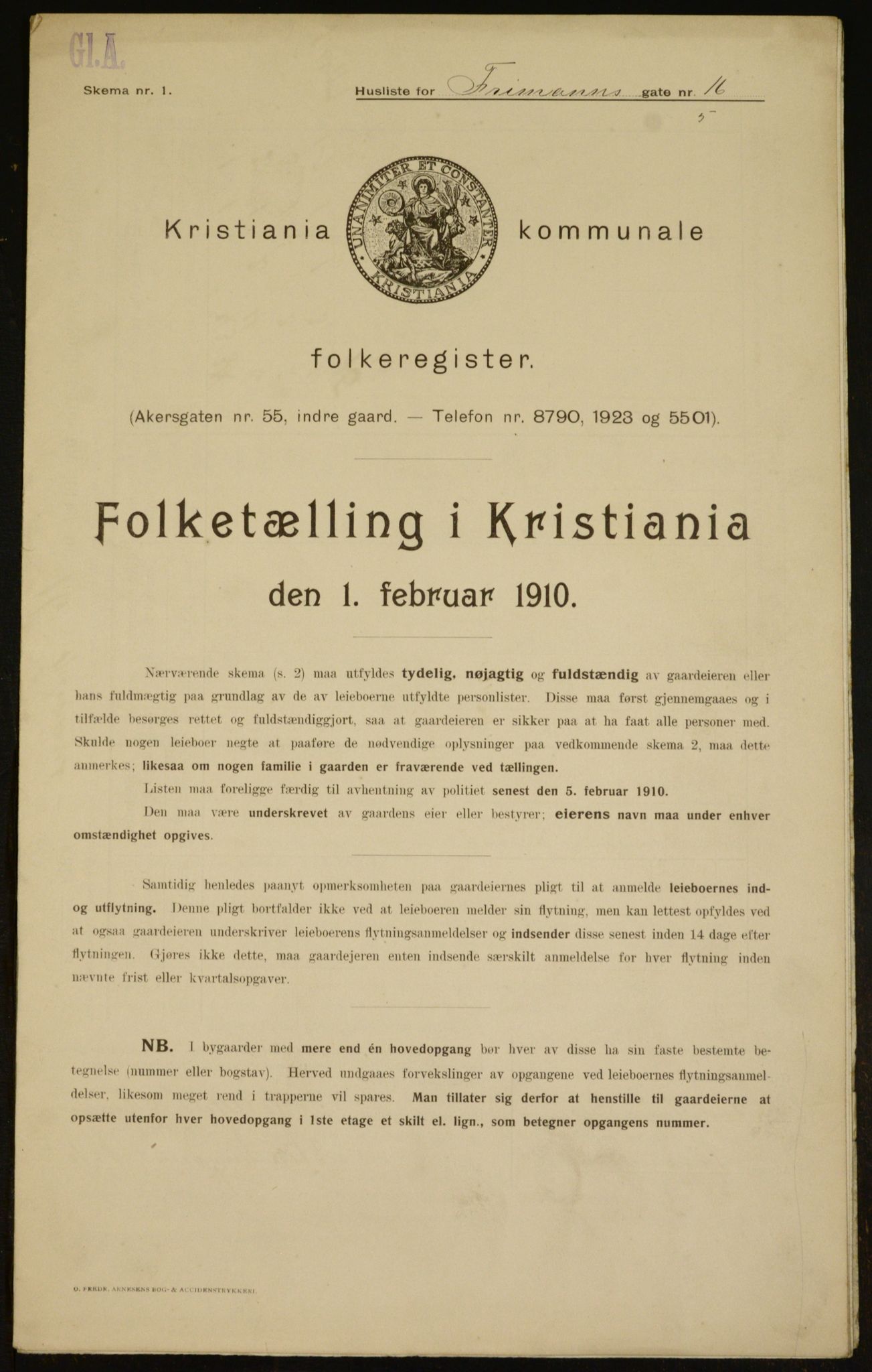 OBA, Kommunal folketelling 1.2.1910 for Kristiania, 1910, s. 25221