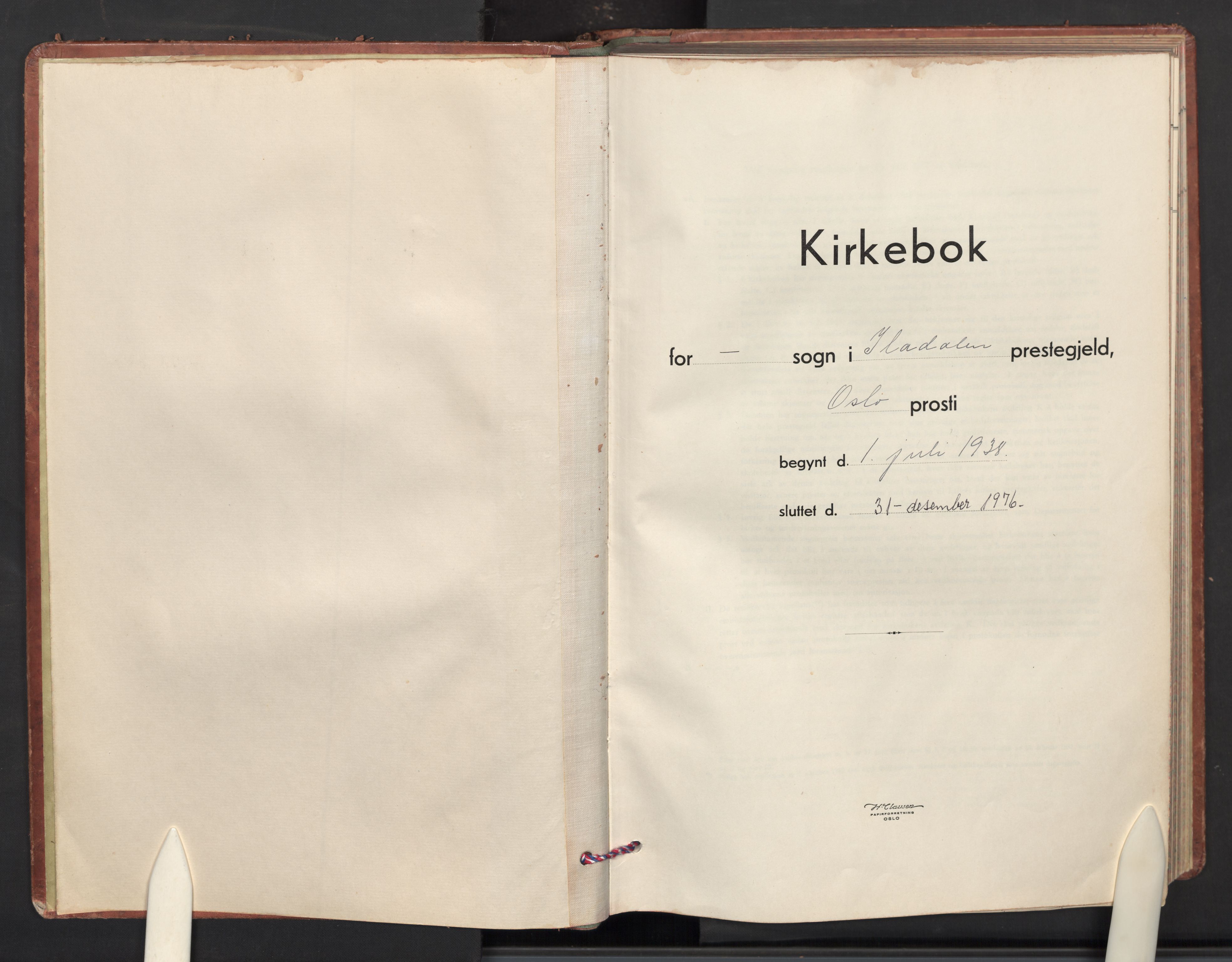 Iladalen småkirkemenighet Kirkebøker, SAO/A-10326a/F/L0002: Ministerialbok nr. 2, 1938-1976
