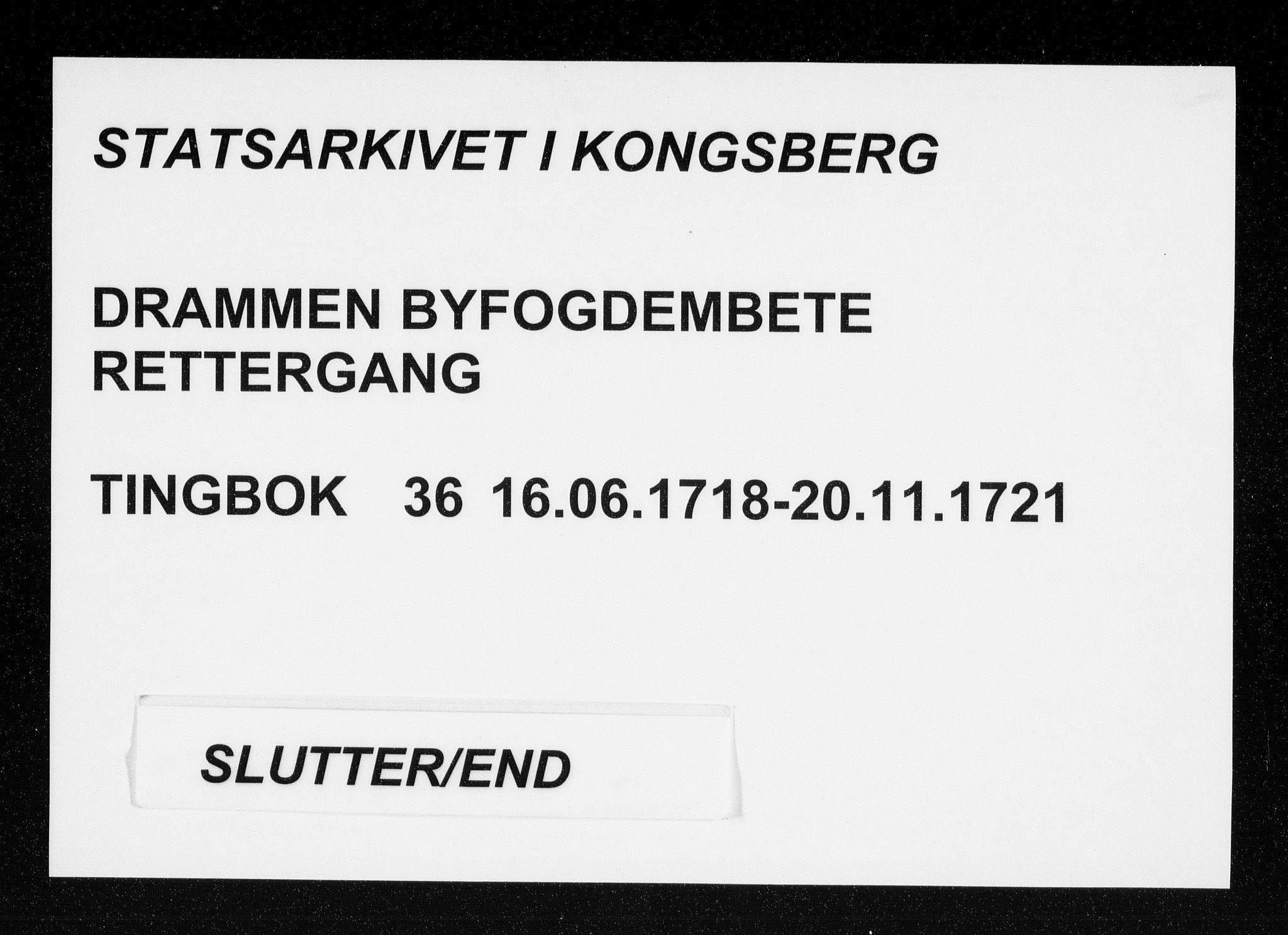 Drammen byfogd, SAKO/A-222/F/Fa/L0036: Tingbok. Bragernes., 1718-1721