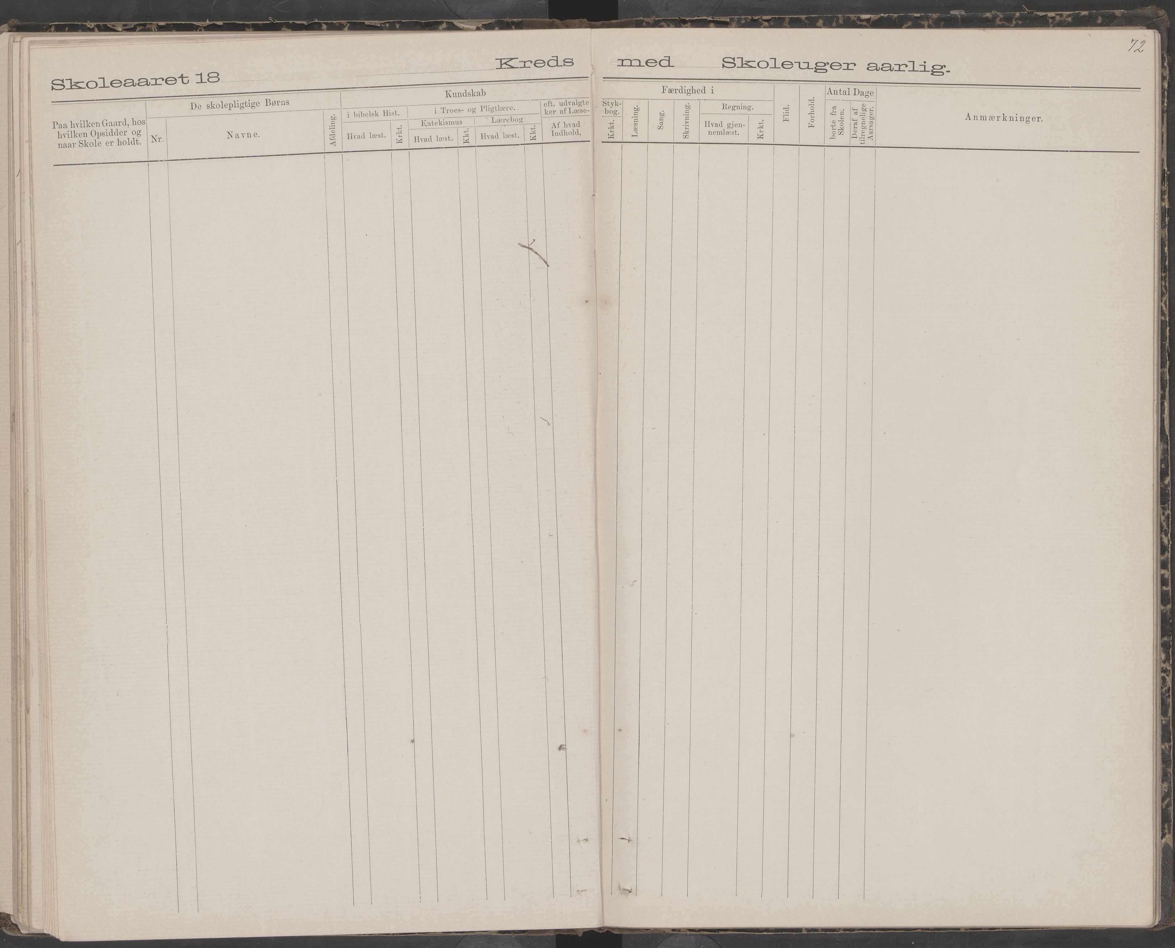 Dønna kommune. Snekkevik skolekrets, AIN/K-18270.510.07/442/L0002: Skoleprotokoll, 1888-1893