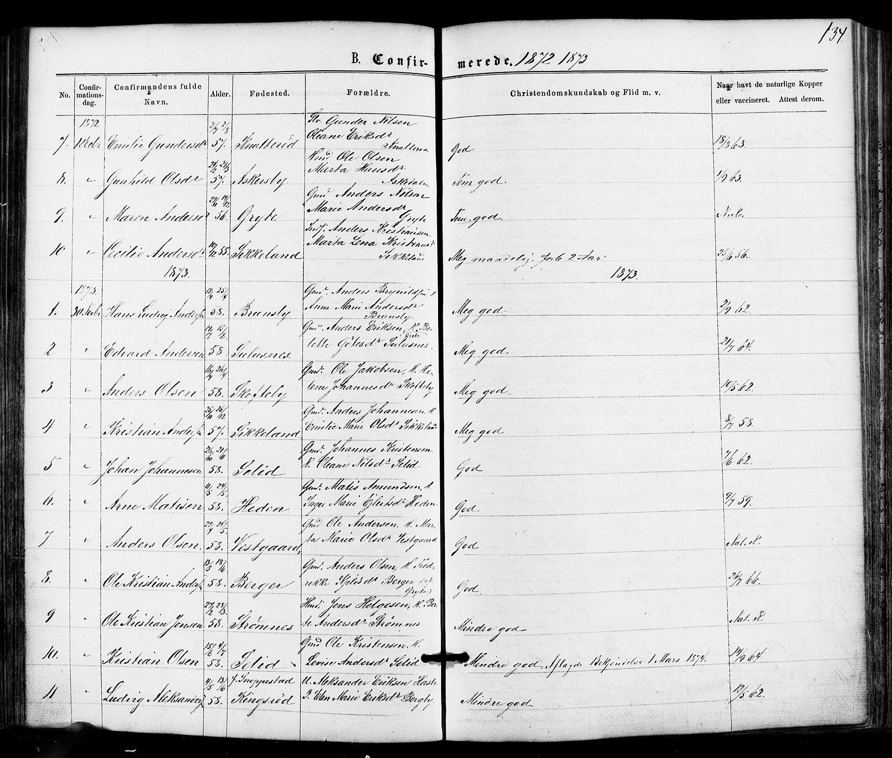 Varteig prestekontor Kirkebøker, SAO/A-10447a/F/Fa/L0001: Ministerialbok nr. 1, 1861-1877, s. 134