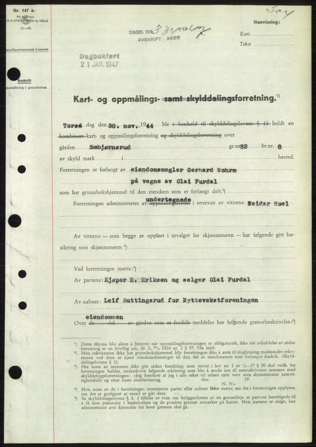 Aker herredsskriveri, AV/SAO-A-10896/G/Gb/Gbb/Gbbb/L0036: Pantebok nr. A82, 1946-1947, Dagboknr: 334/1947