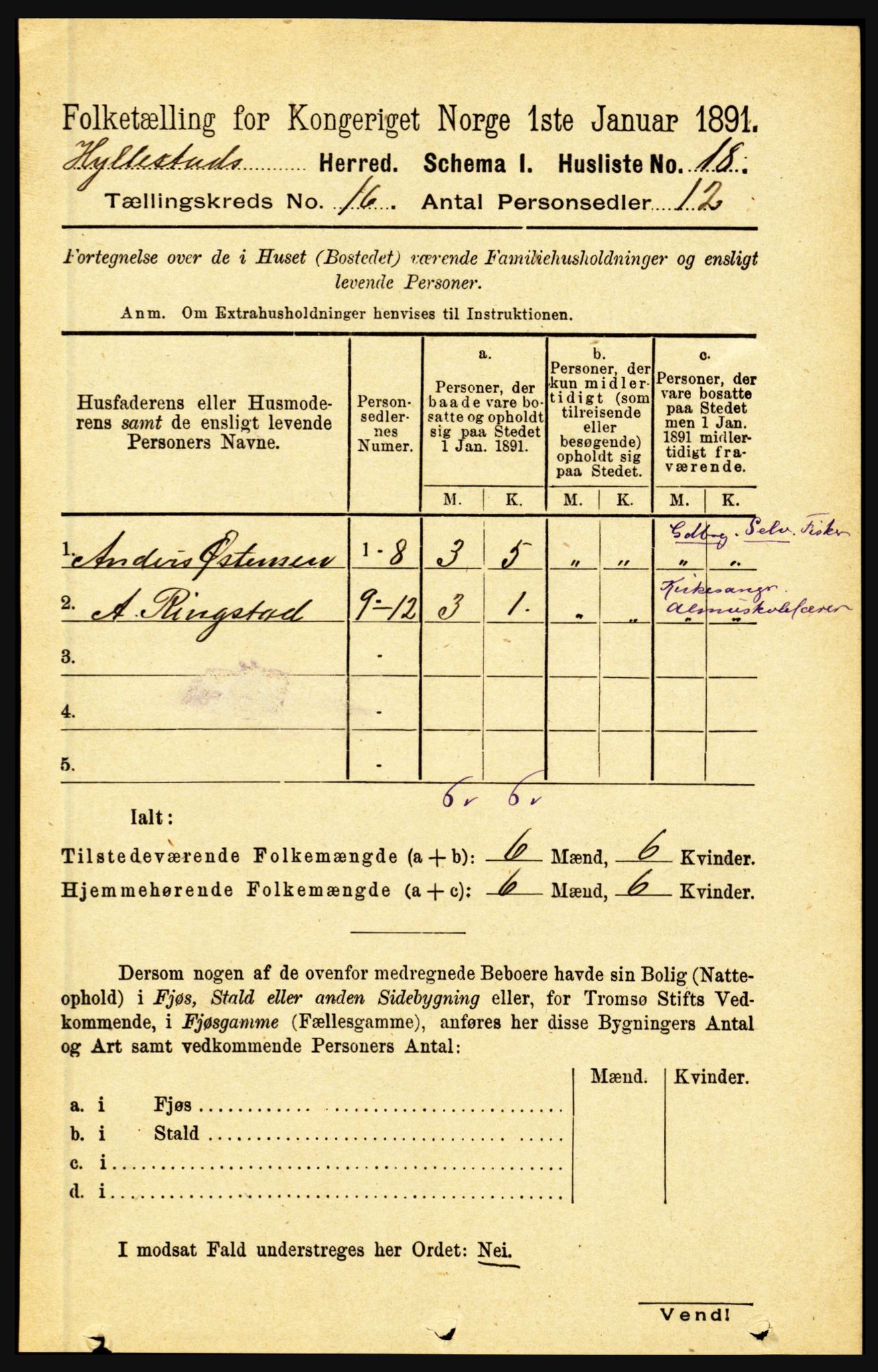 RA, Folketelling 1891 for 1413 Hyllestad herred, 1891, s. 2842