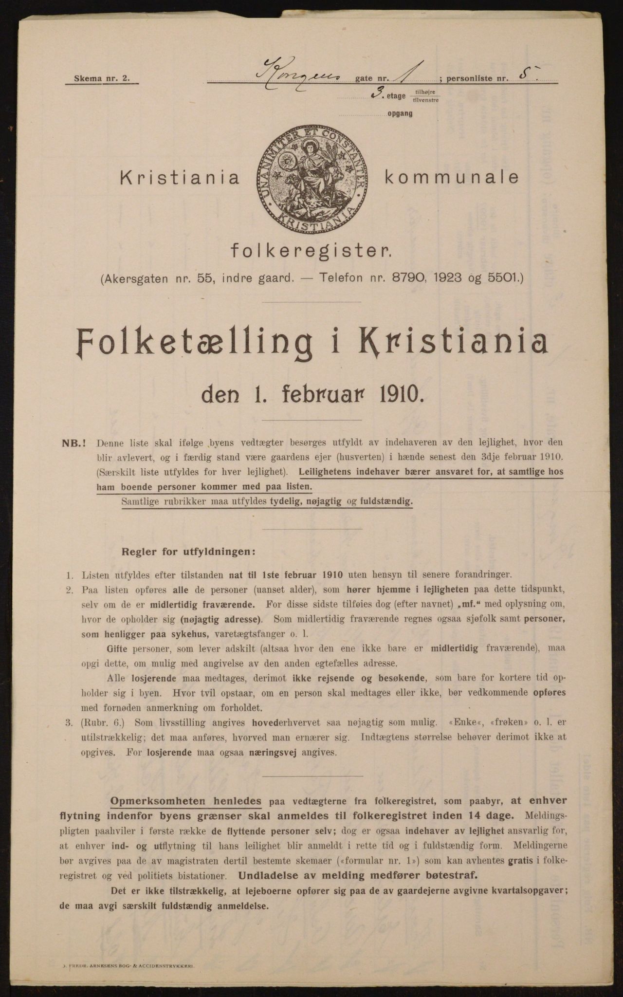 OBA, Kommunal folketelling 1.2.1910 for Kristiania, 1910, s. 50956