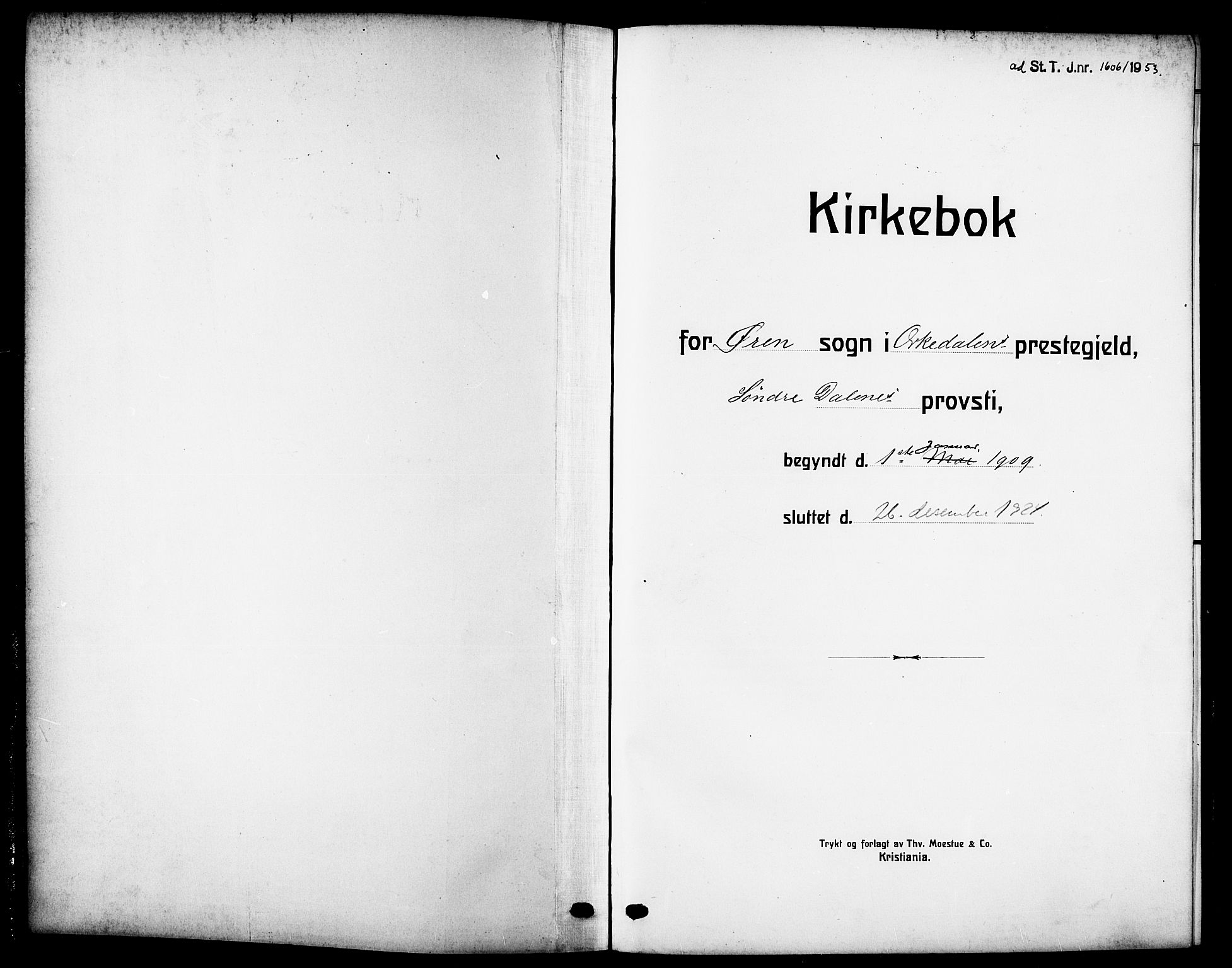 Ministerialprotokoller, klokkerbøker og fødselsregistre - Sør-Trøndelag, SAT/A-1456/669/L0831: Klokkerbok nr. 669C01, 1909-1924