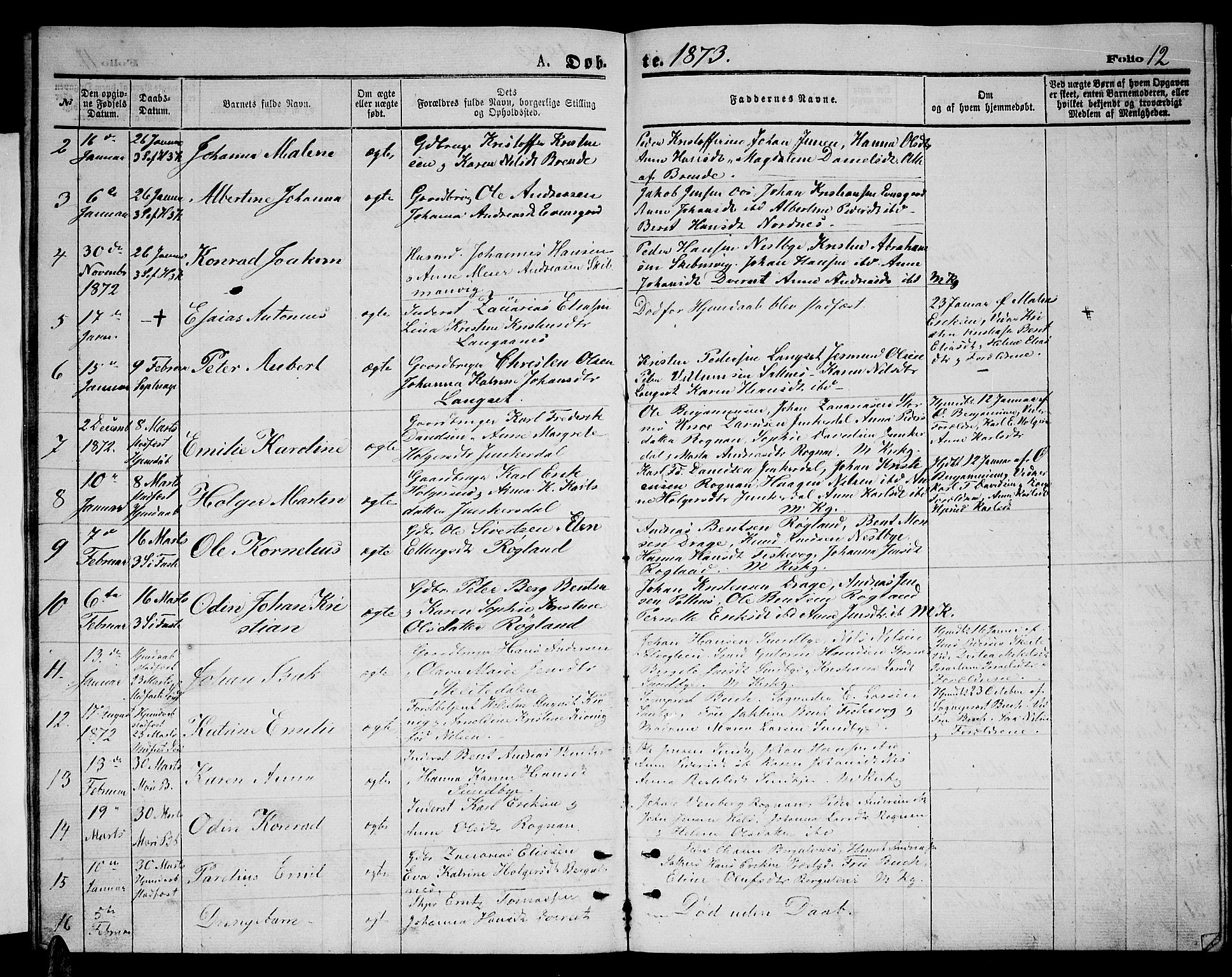 Ministerialprotokoller, klokkerbøker og fødselsregistre - Nordland, AV/SAT-A-1459/847/L0679: Klokkerbok nr. 847C07, 1870-1888, s. 12