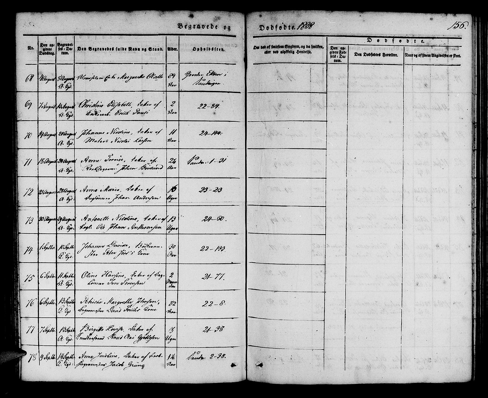 Korskirken sokneprestembete, AV/SAB-A-76101/H/Haa/L0043: Ministerialbok nr. E 1, 1834-1848, s. 156