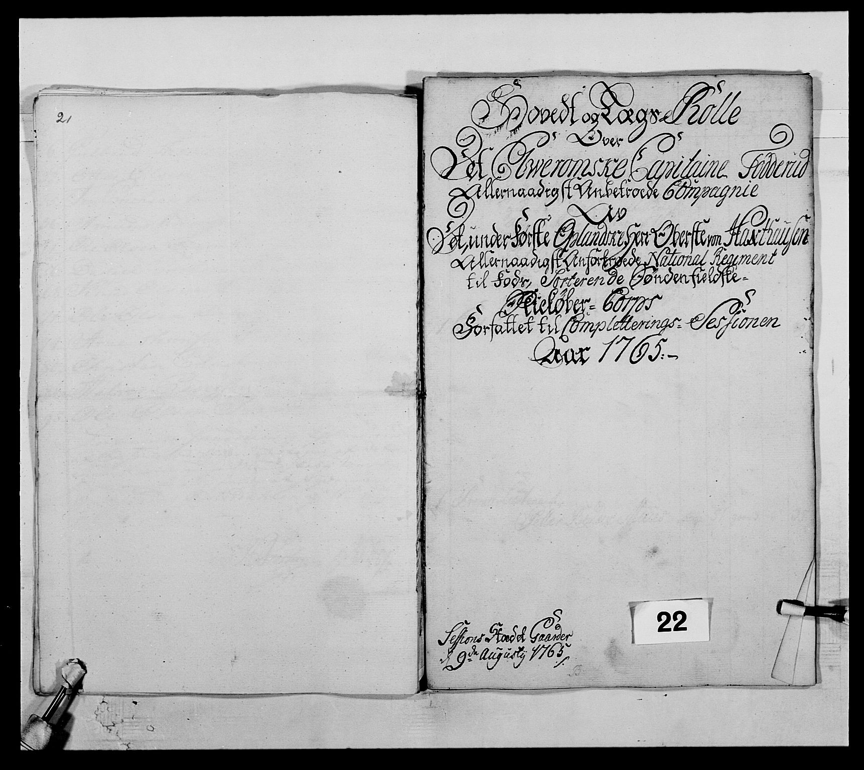 Kommanderende general (KG I) med Det norske krigsdirektorium, AV/RA-EA-5419/E/Ea/L0503b: 1. Opplandske regiment, 1764-1765, s. 310