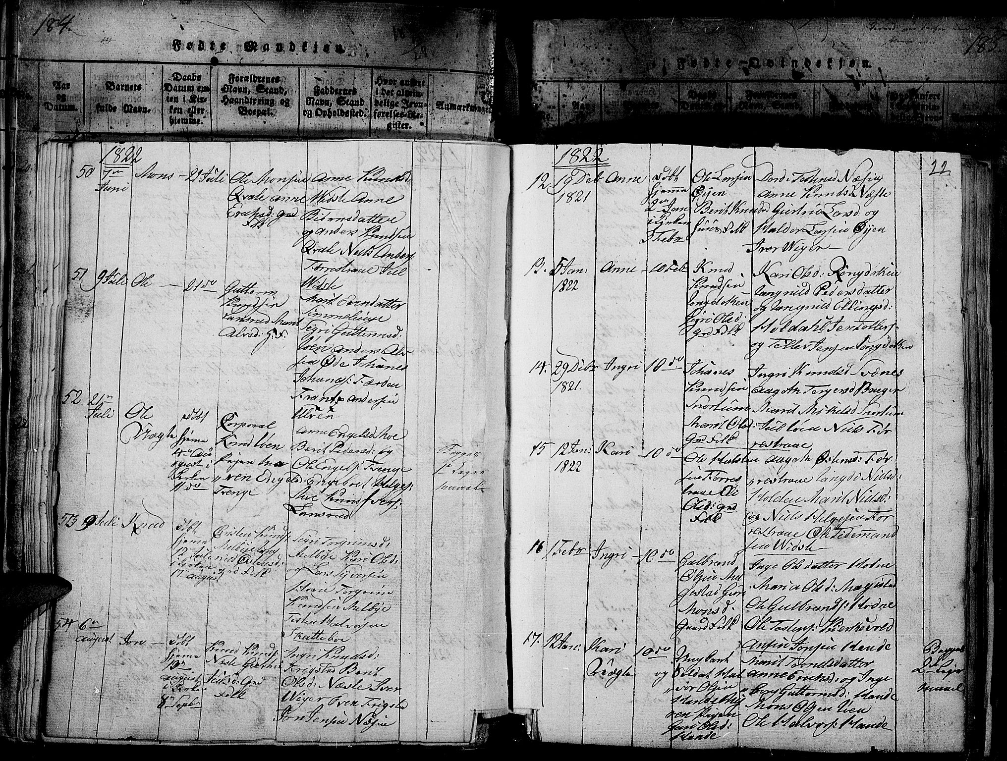 Slidre prestekontor, AV/SAH-PREST-134/H/Ha/Haa/L0002: Ministerialbok nr. 2, 1814-1830, s. 184v