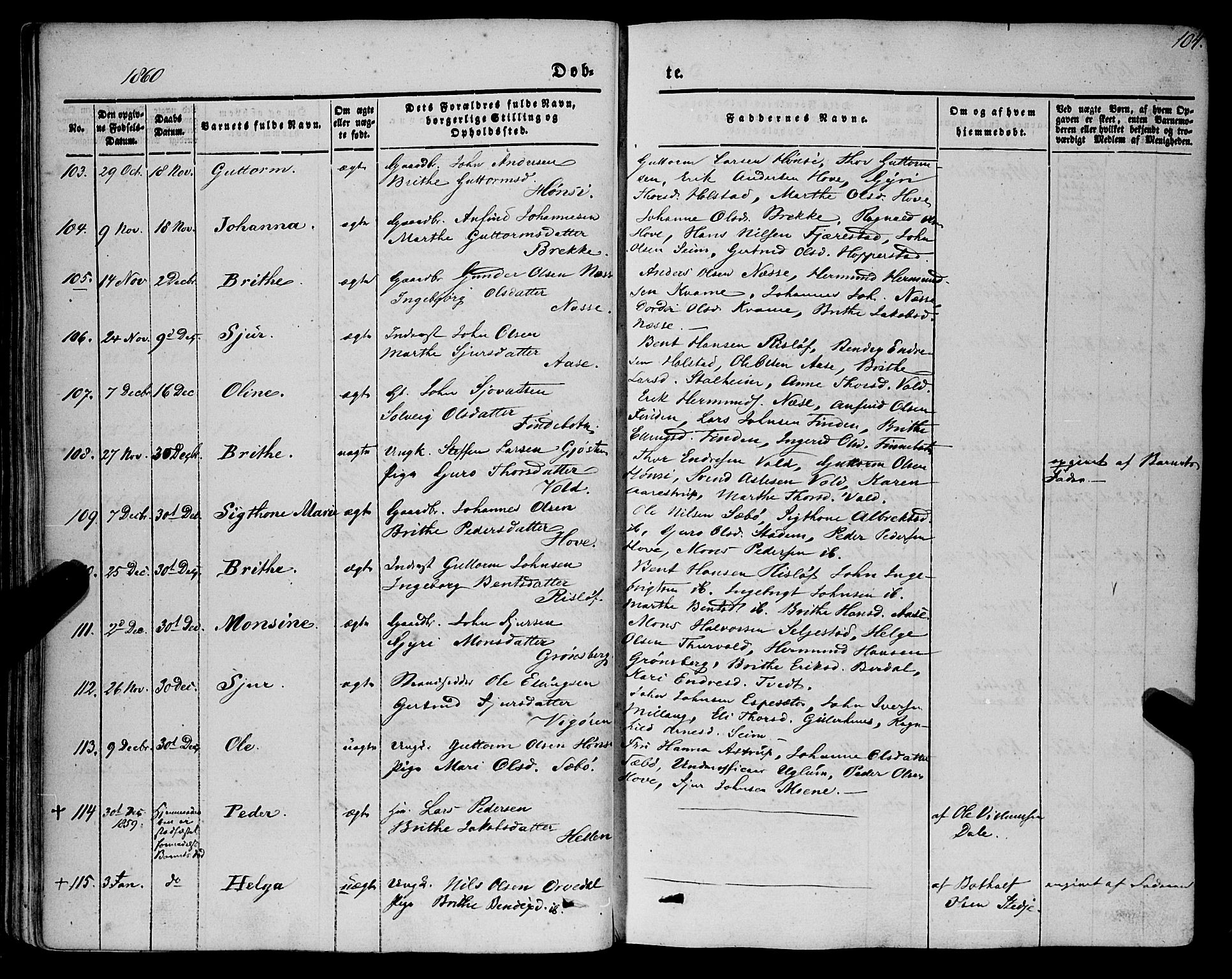 Vik sokneprestembete, AV/SAB-A-81501/H/Haa/Haaa/L0008: Ministerialbok nr. A 8, 1846-1865, s. 104