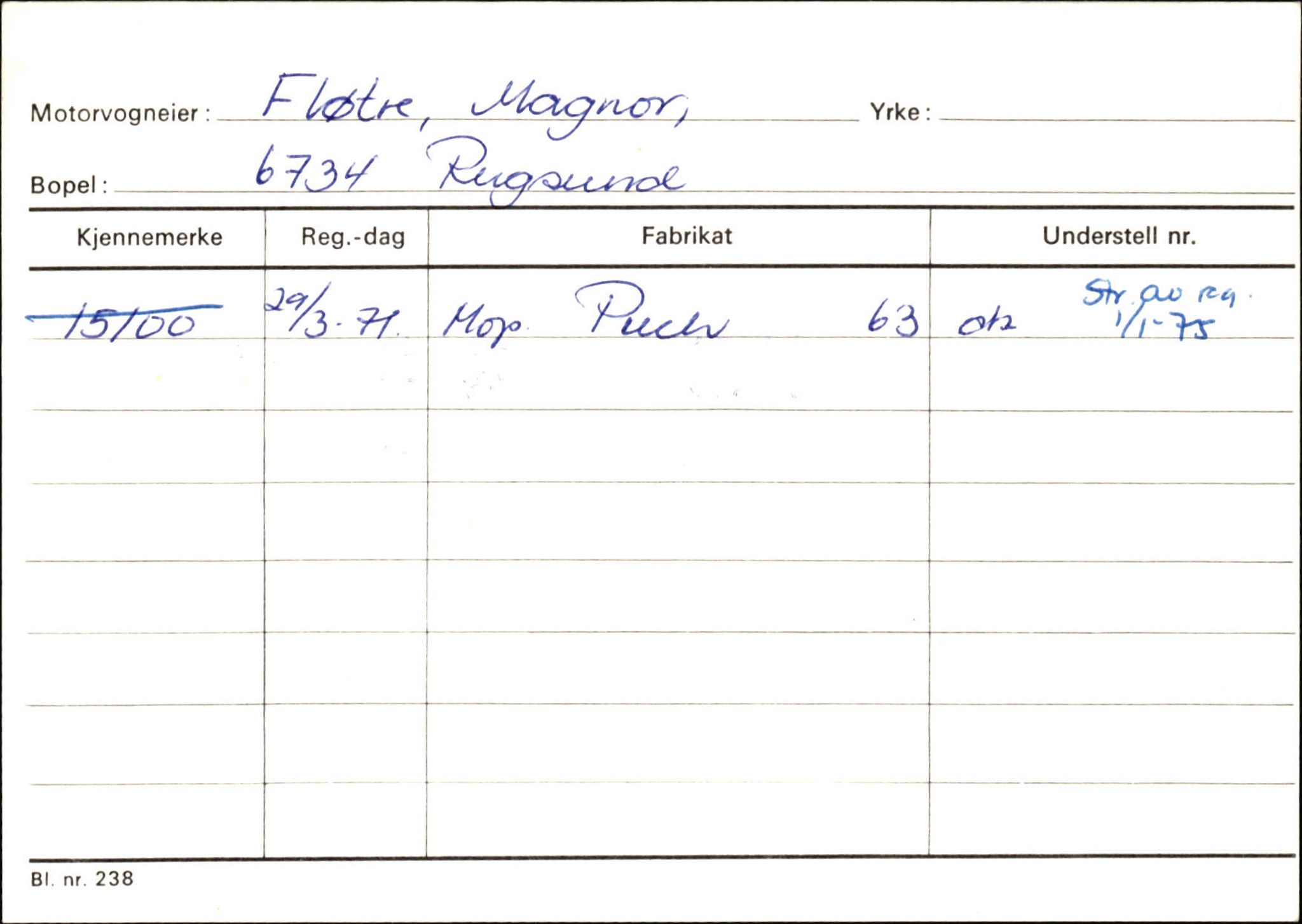 Statens vegvesen, Sogn og Fjordane vegkontor, SAB/A-5301/4/F/L0133: Eigarregister Bremanger A-Å. Gaular A-H, 1945-1975, s. 329