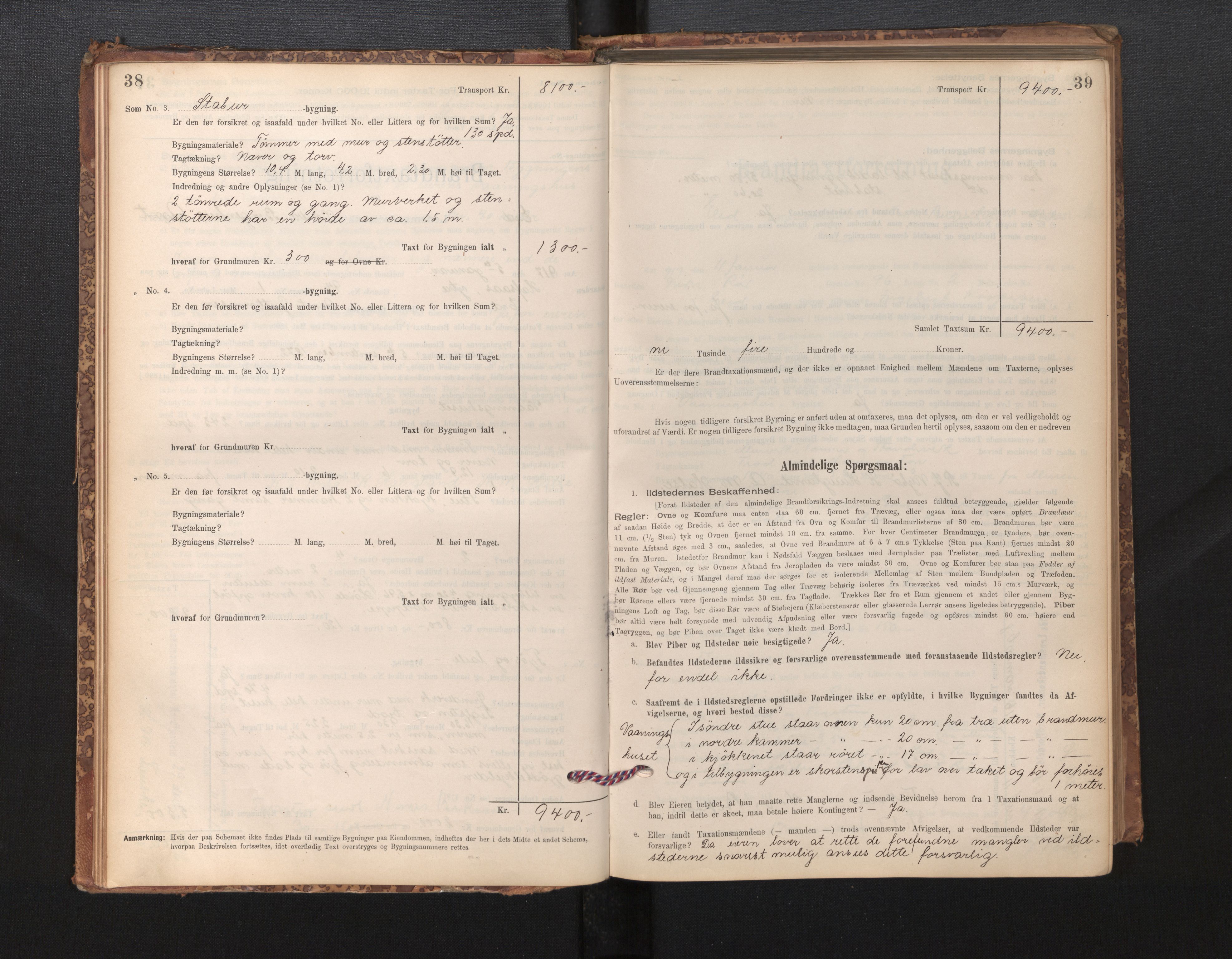 Lensmannen i Eid, SAB/A-27001/0012/L0007: Branntakstprotokoll, skjematakst, 1896-1929, s. 38-39
