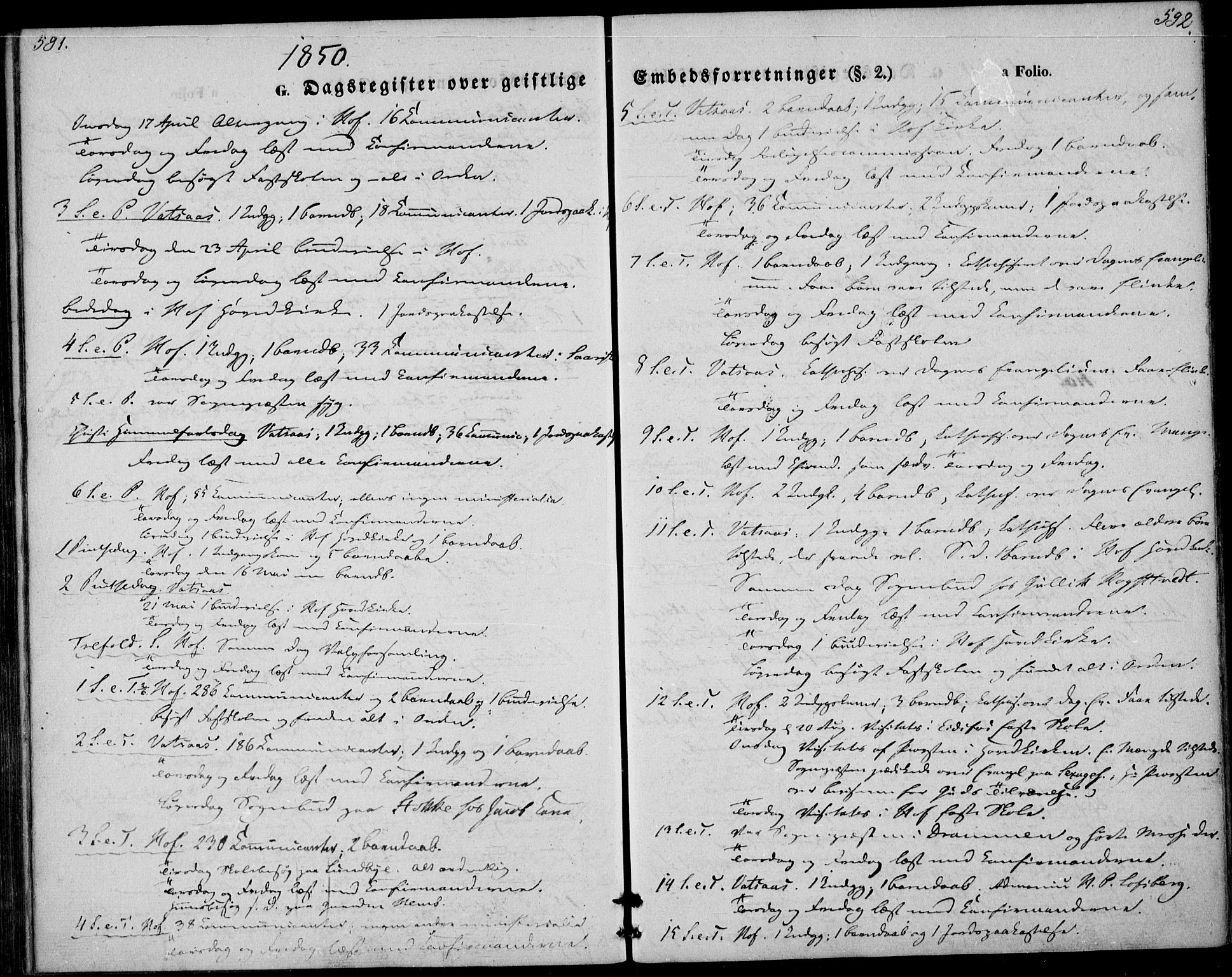 Hof kirkebøker, AV/SAKO-A-64/F/Fa/L0005: Ministerialbok nr. I 5, 1844-1851, s. 591-592