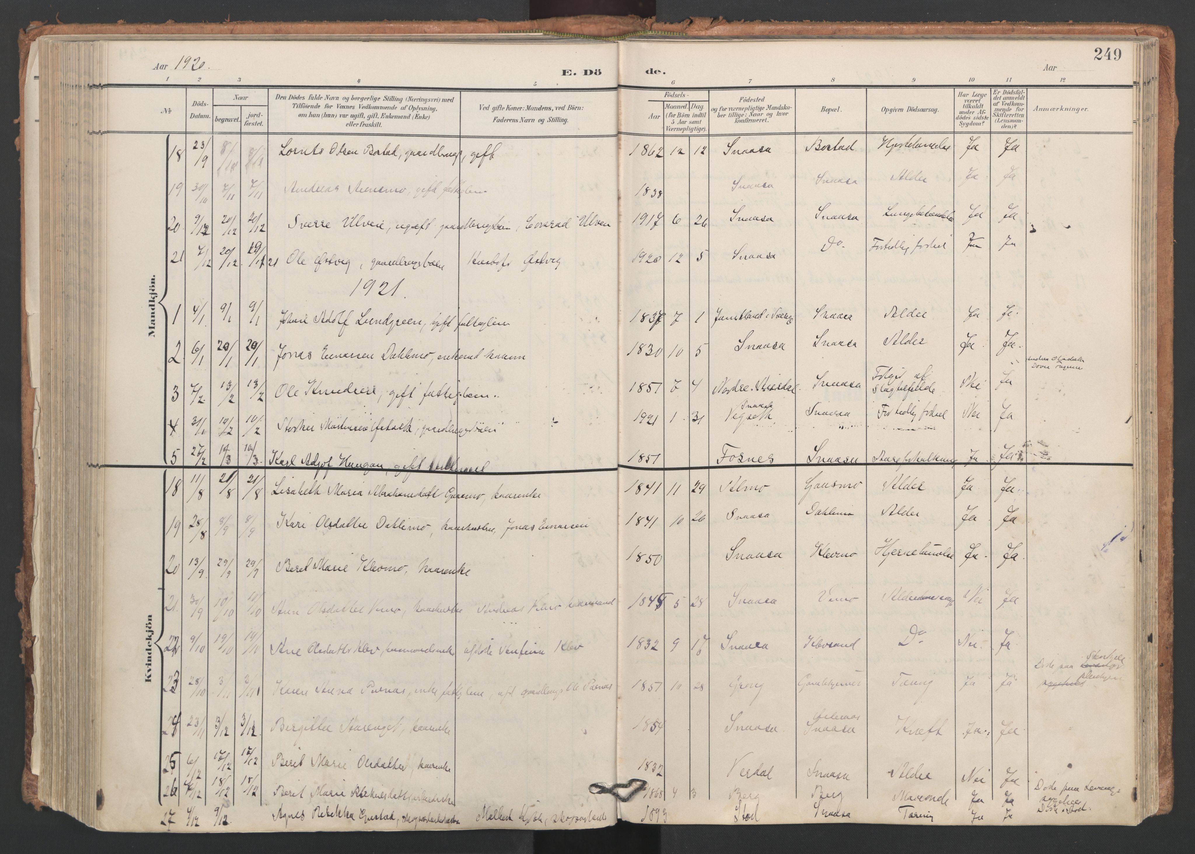 Ministerialprotokoller, klokkerbøker og fødselsregistre - Nord-Trøndelag, AV/SAT-A-1458/749/L0477: Ministerialbok nr. 749A11, 1902-1927, s. 249