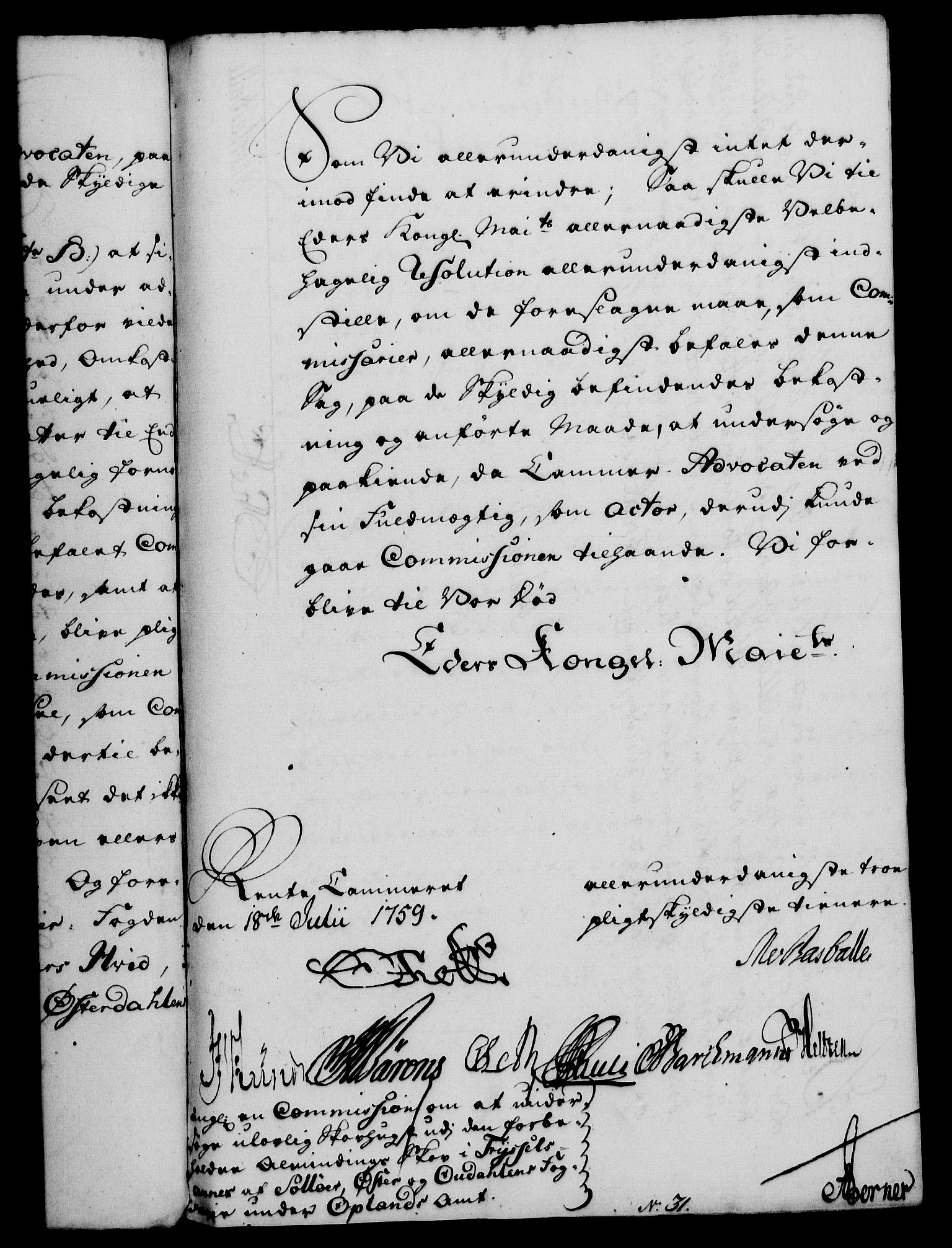 Rentekammeret, Kammerkanselliet, RA/EA-3111/G/Gf/Gfa/L0041: Norsk relasjons- og resolusjonsprotokoll (merket RK 52.41), 1759, s. 463