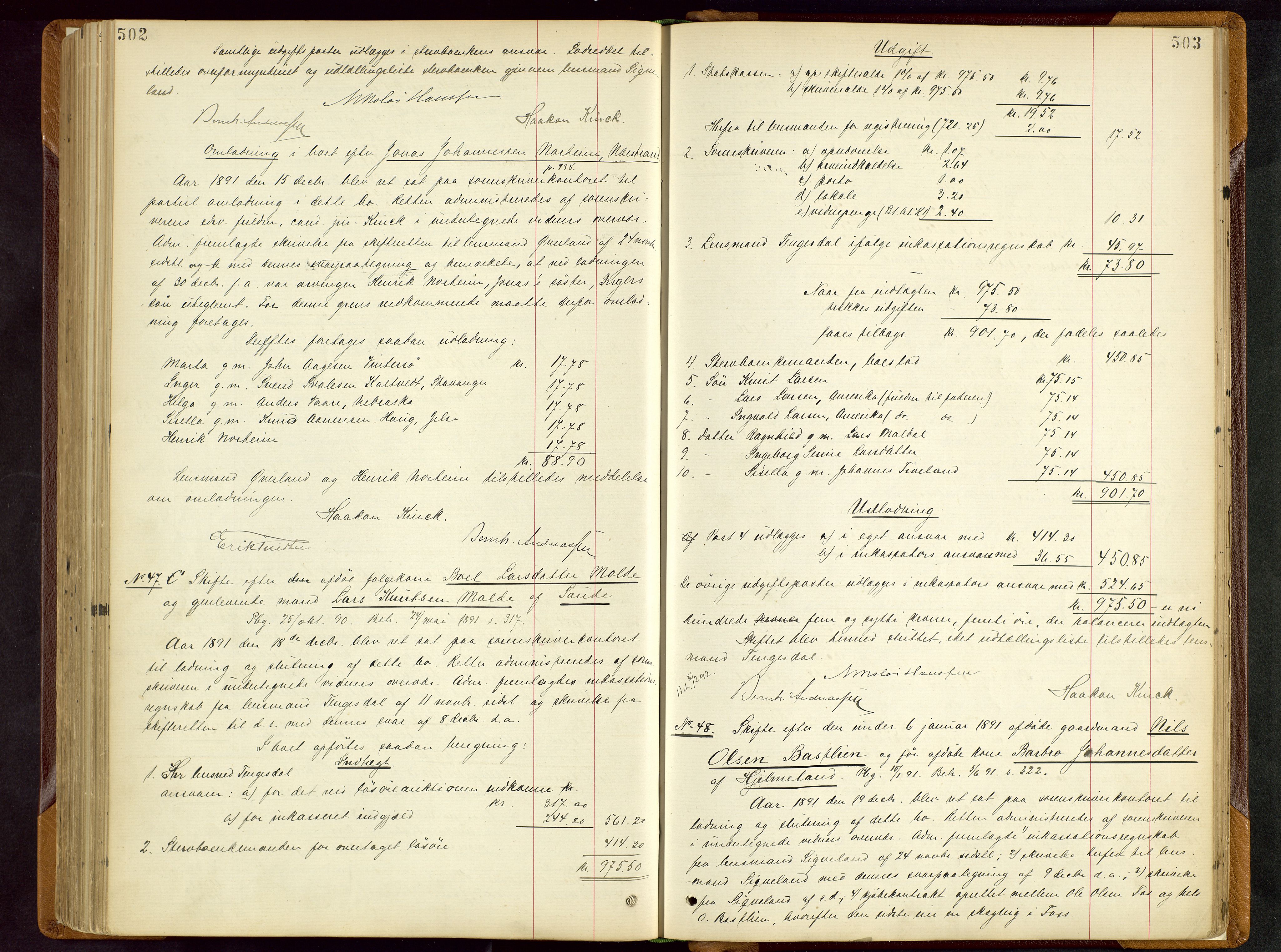 Ryfylke tingrett, AV/SAST-A-100055/001/IV/IVD/L0028: Skifteprotokoll, register i protokollen, 1885-1893, s. 502-503