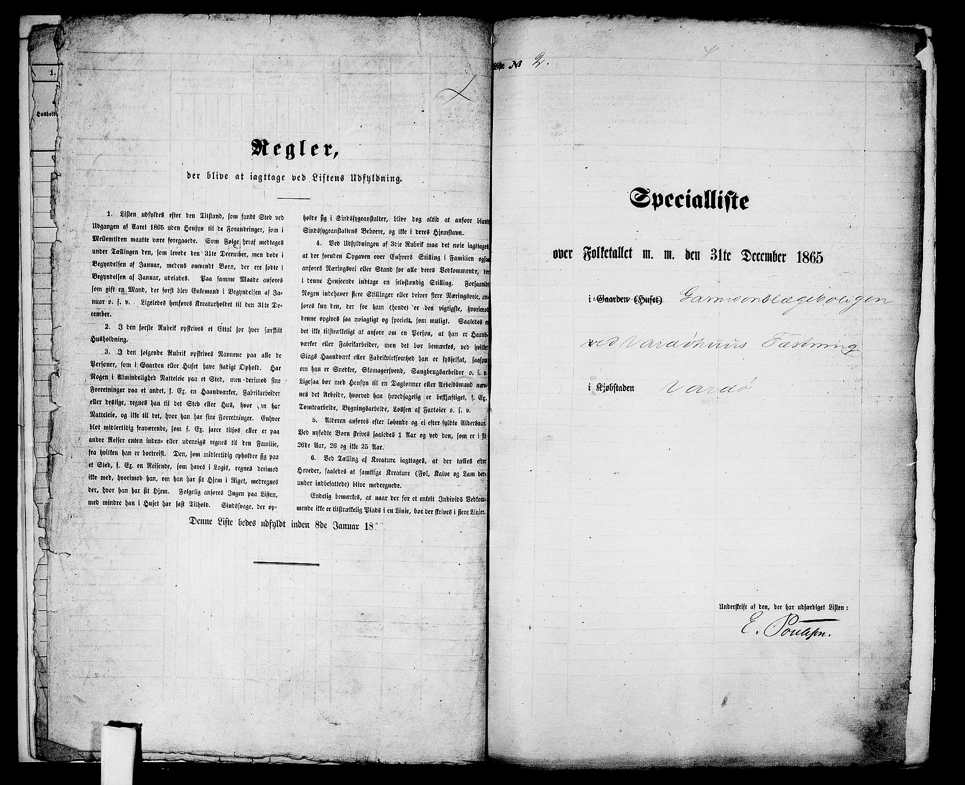 RA, Folketelling 1865 for 2002B Vardø prestegjeld, Vardø kjøpstad, 1865, s. 7