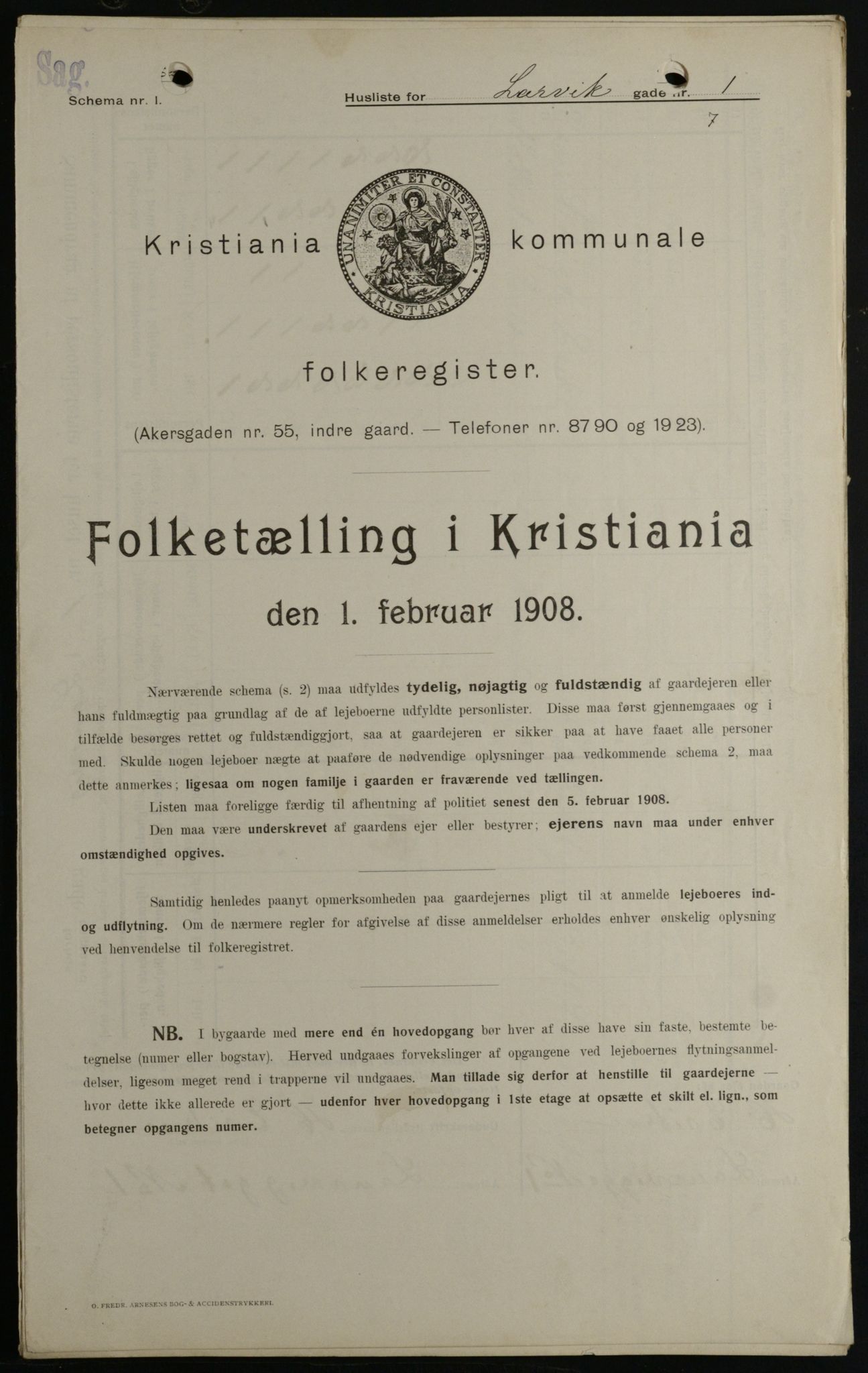 OBA, Kommunal folketelling 1.2.1908 for Kristiania kjøpstad, 1908, s. 51194