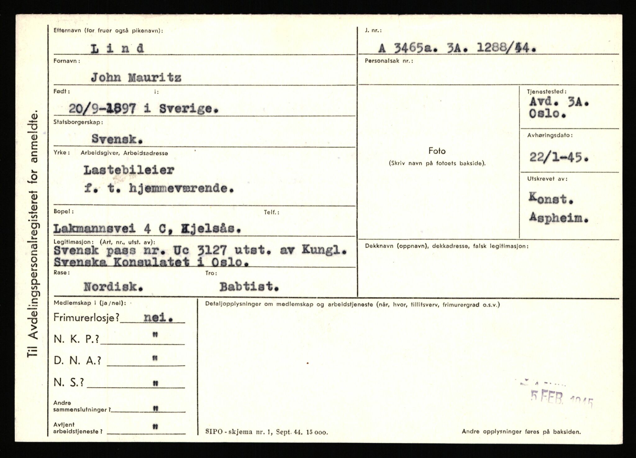 Statspolitiet - Hovedkontoret / Osloavdelingen, AV/RA-S-1329/C/Ca/L0010: Lind - Moksnes, 1943-1945, s. 24