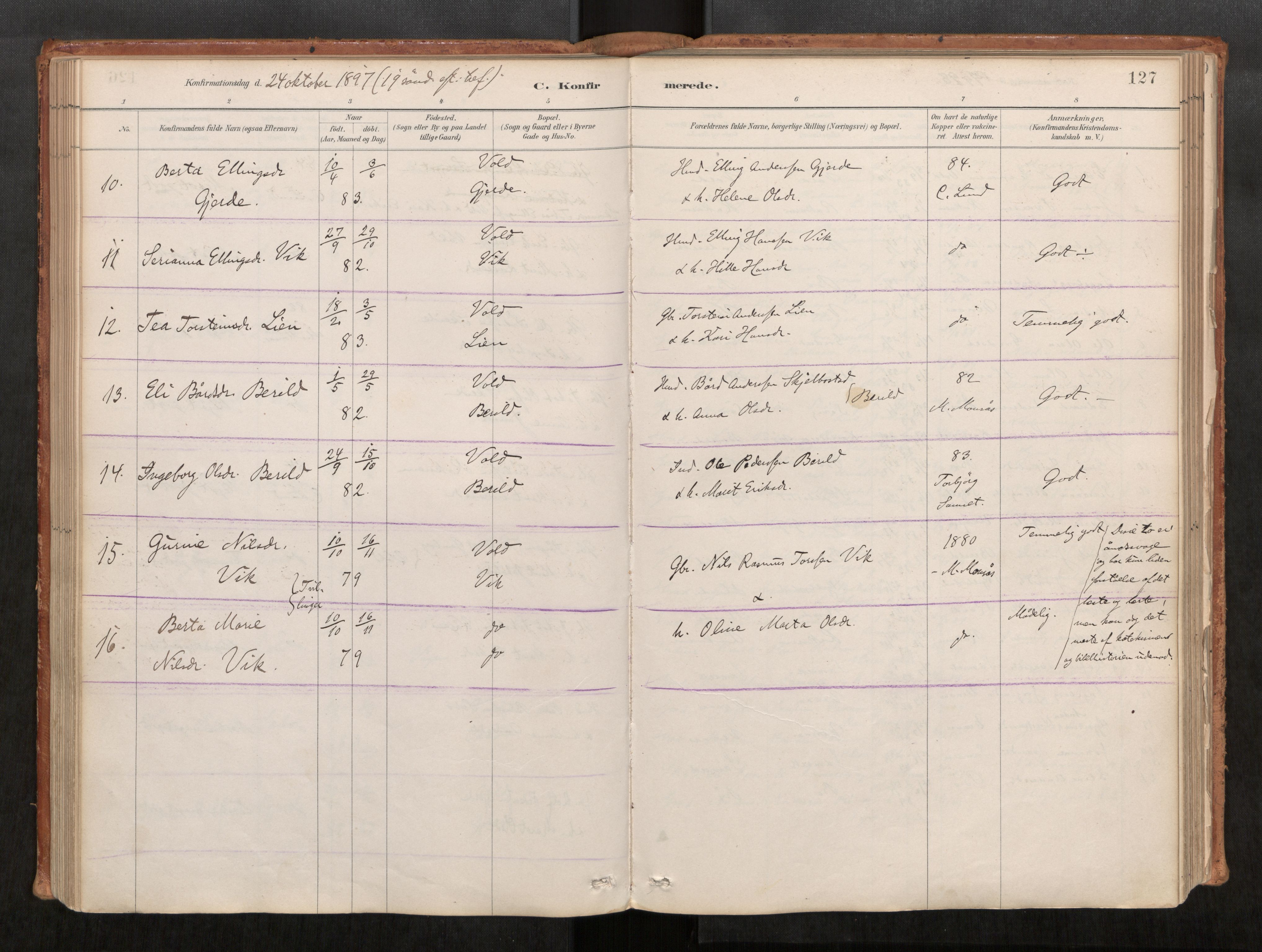 Ministerialprotokoller, klokkerbøker og fødselsregistre - Møre og Romsdal, AV/SAT-A-1454/543/L0568: Ministerialbok nr. 543A03, 1885-1915, s. 127