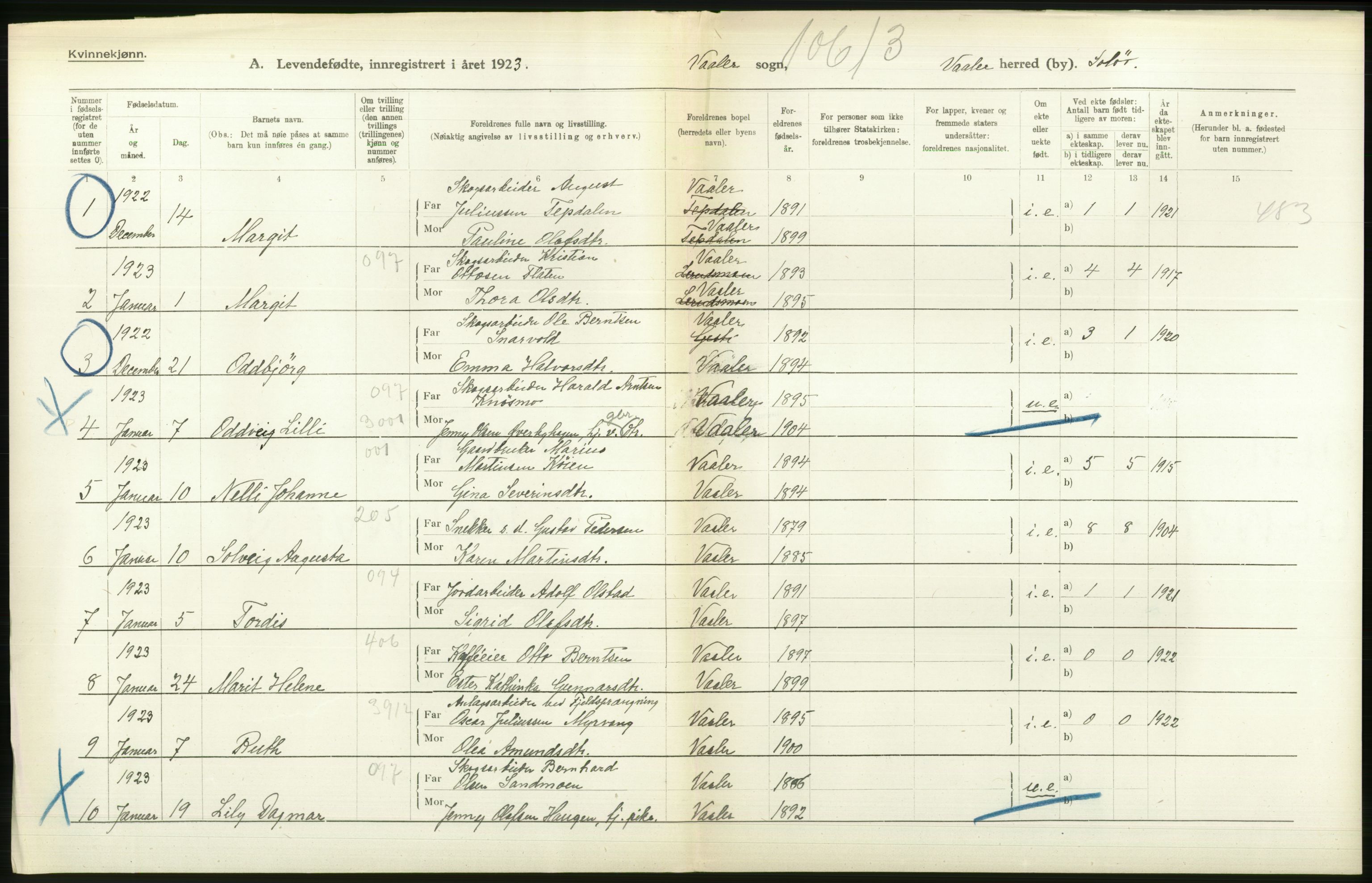 Statistisk sentralbyrå, Sosiodemografiske emner, Befolkning, RA/S-2228/D/Df/Dfc/Dfcc/L0011: Hedmark fylke: Levendefødte menn og kvinner. Bygder og byer., 1923, s. 704