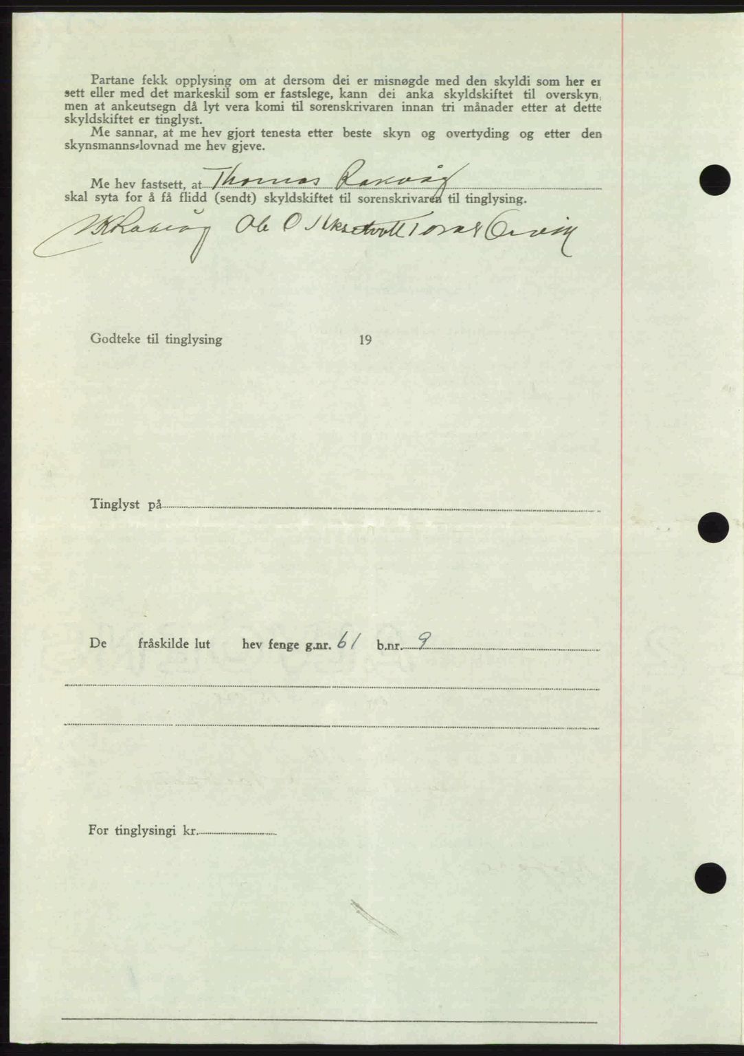 Romsdal sorenskriveri, AV/SAT-A-4149/1/2/2C: Pantebok nr. A23, 1947-1947, Dagboknr: 1529/1947