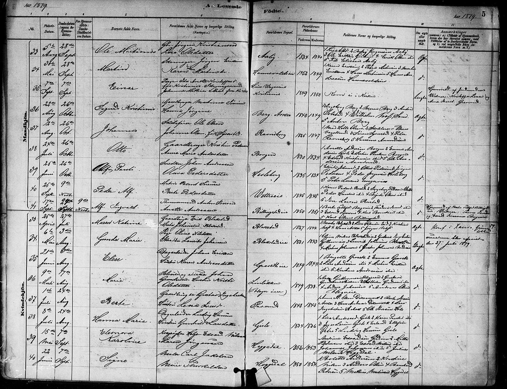 Asker prestekontor Kirkebøker, AV/SAO-A-10256a/F/Fa/L0013: Ministerialbok nr. I 13, 1879-1896, s. 5
