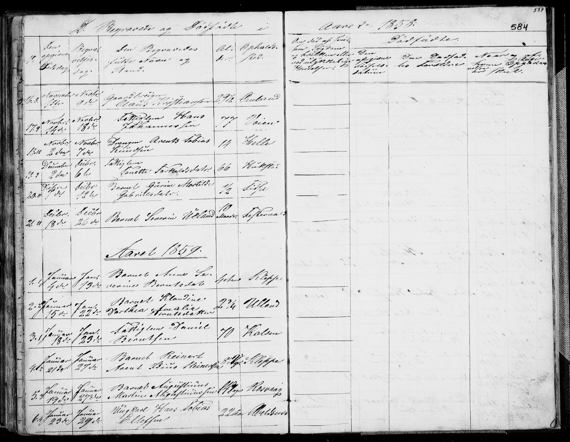 Flekkefjord sokneprestkontor, AV/SAK-1111-0012/F/Fb/Fbb/L0002: Klokkerbok nr. B 2b, 1831-1866, s. 584
