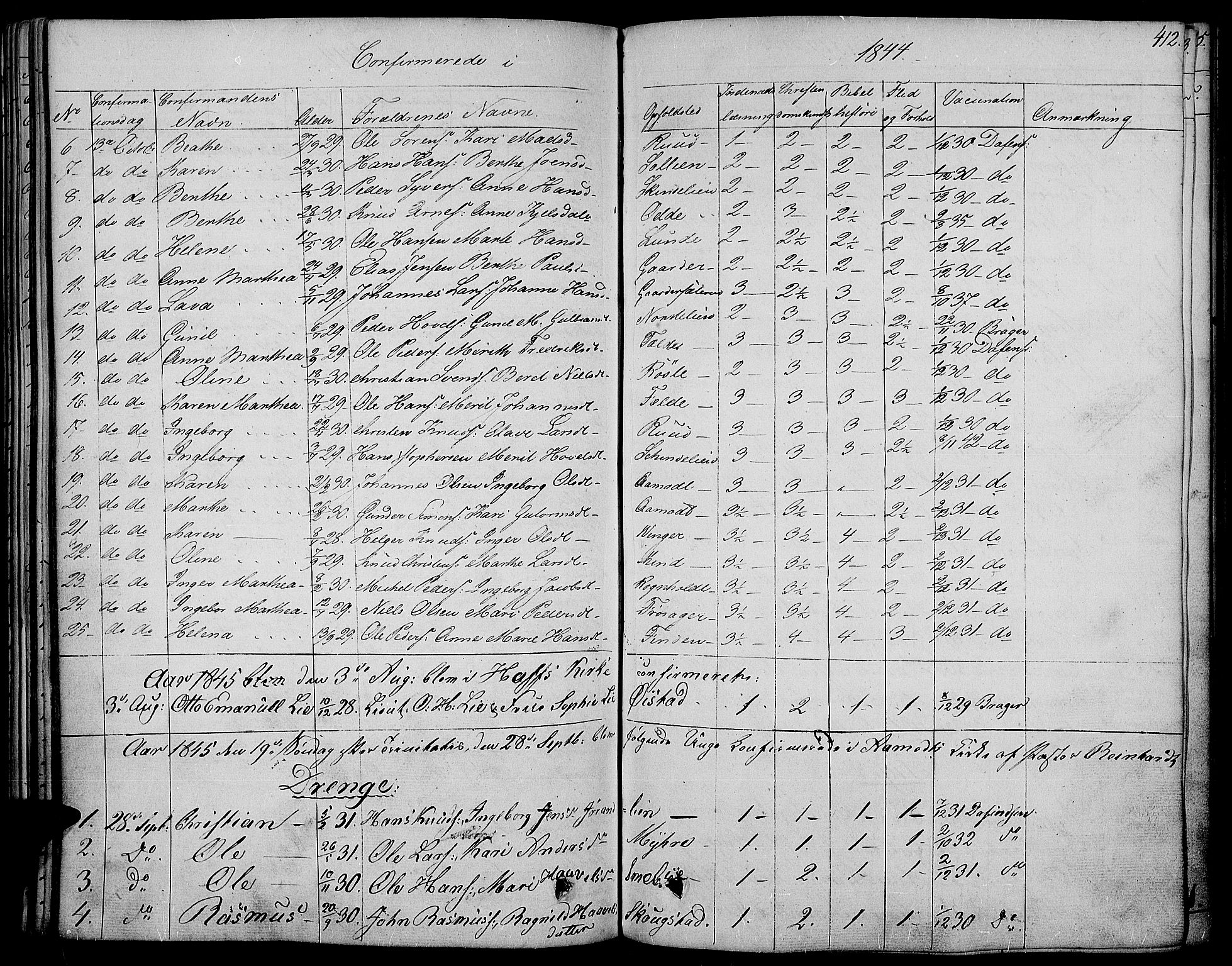 Land prestekontor, AV/SAH-PREST-120/H/Ha/Haa/L0008: Ministerialbok nr. 8, 1830-1846, s. 412