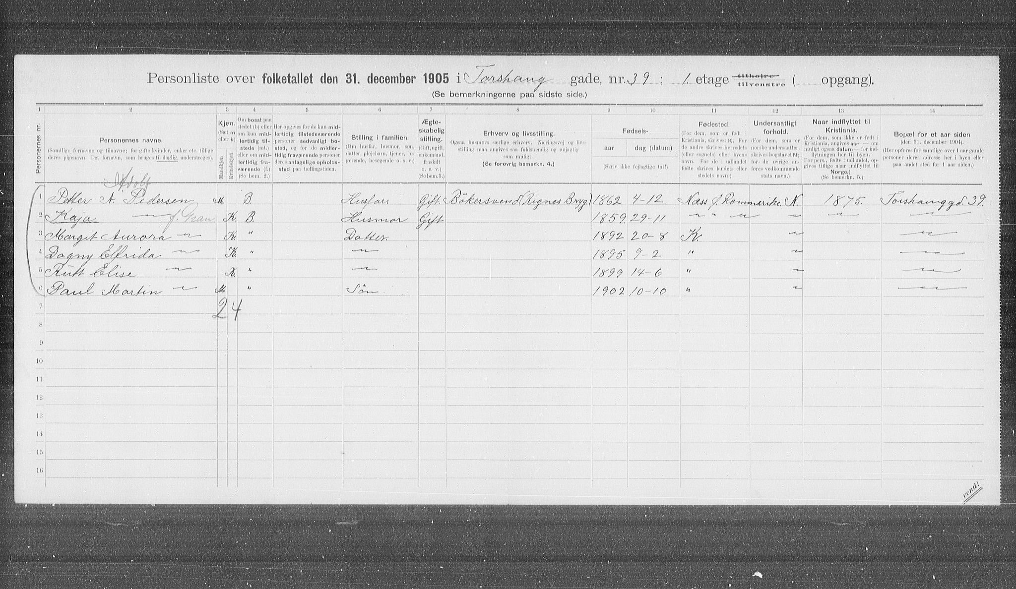 OBA, Kommunal folketelling 31.12.1905 for Kristiania kjøpstad, 1905, s. 60129