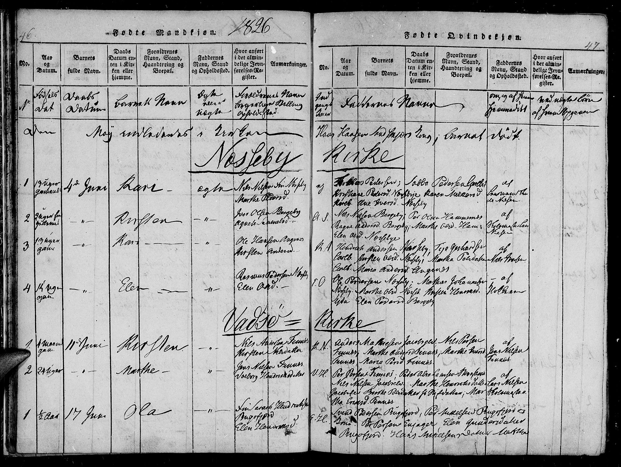 Vadsø sokneprestkontor, AV/SATØ-S-1325/H/Ha/L0003kirke: Ministerialbok nr. 3 /1, 1821-1839, s. 46-47