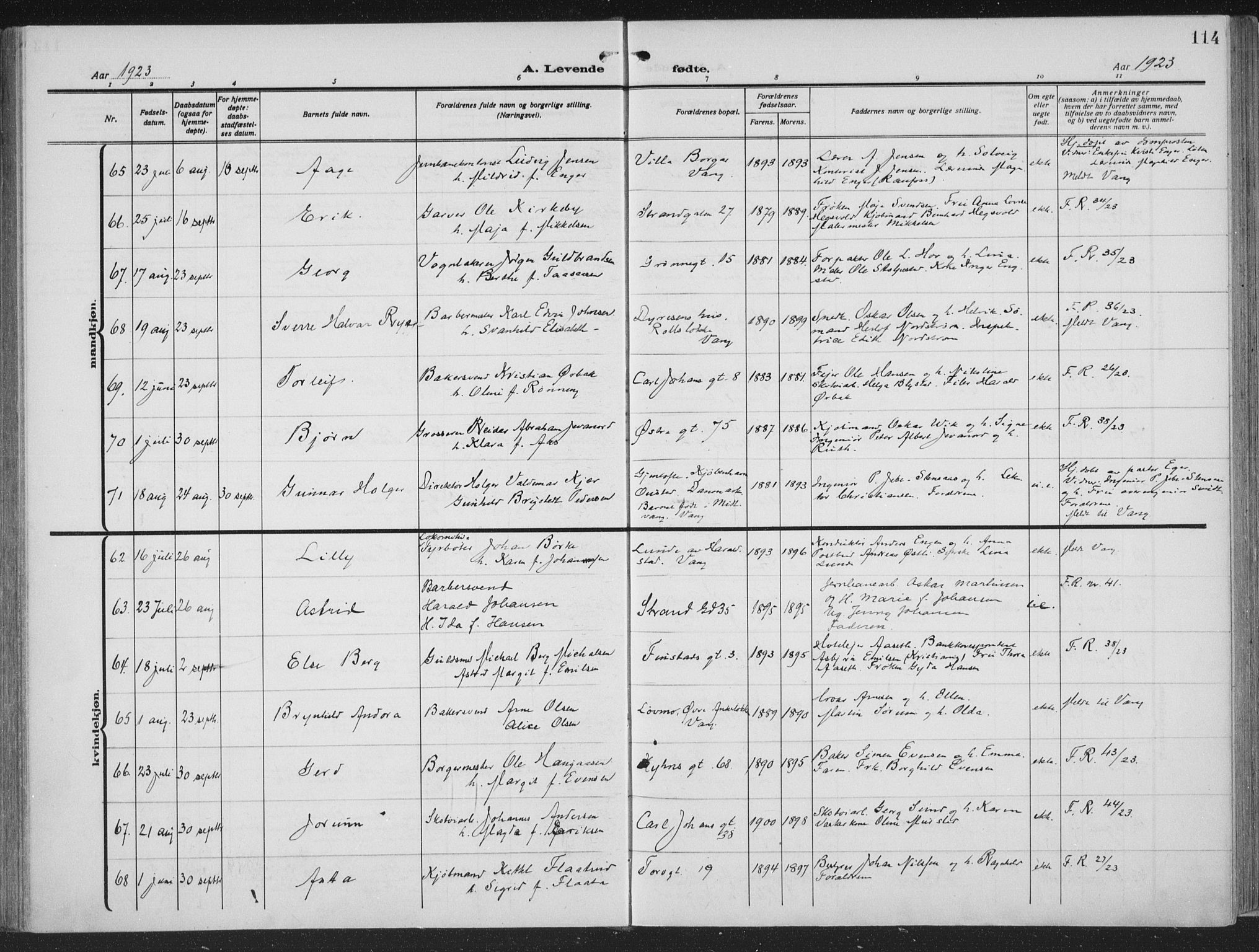 Hamar prestekontor, AV/SAH-DOMPH-002/H/Ha/Haa/L0002: Ministerialbok nr. 2, 1915-1936, s. 114