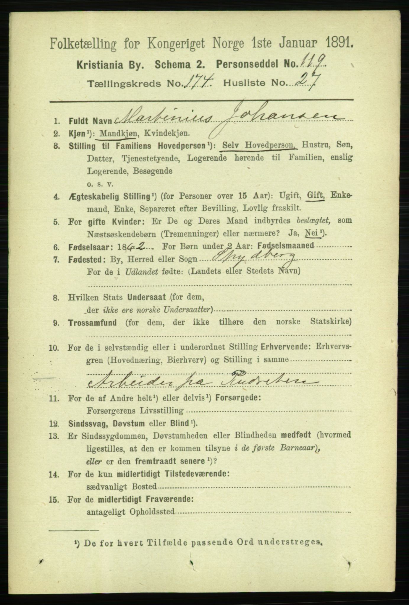 RA, Folketelling 1891 for 0301 Kristiania kjøpstad, 1891, s. 104691