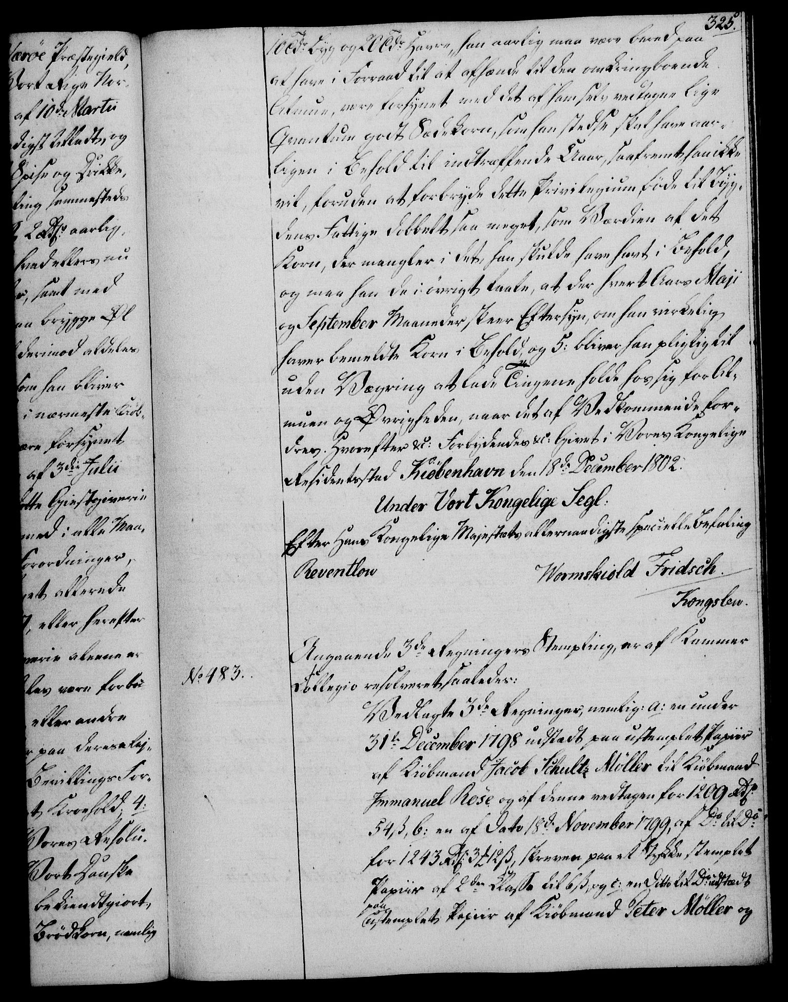 Rentekammeret, Kammerkanselliet, AV/RA-EA-3111/G/Gg/Gga/L0017: Norsk ekspedisjonsprotokoll med register (merket RK 53.17), 1801-1803, s. 325