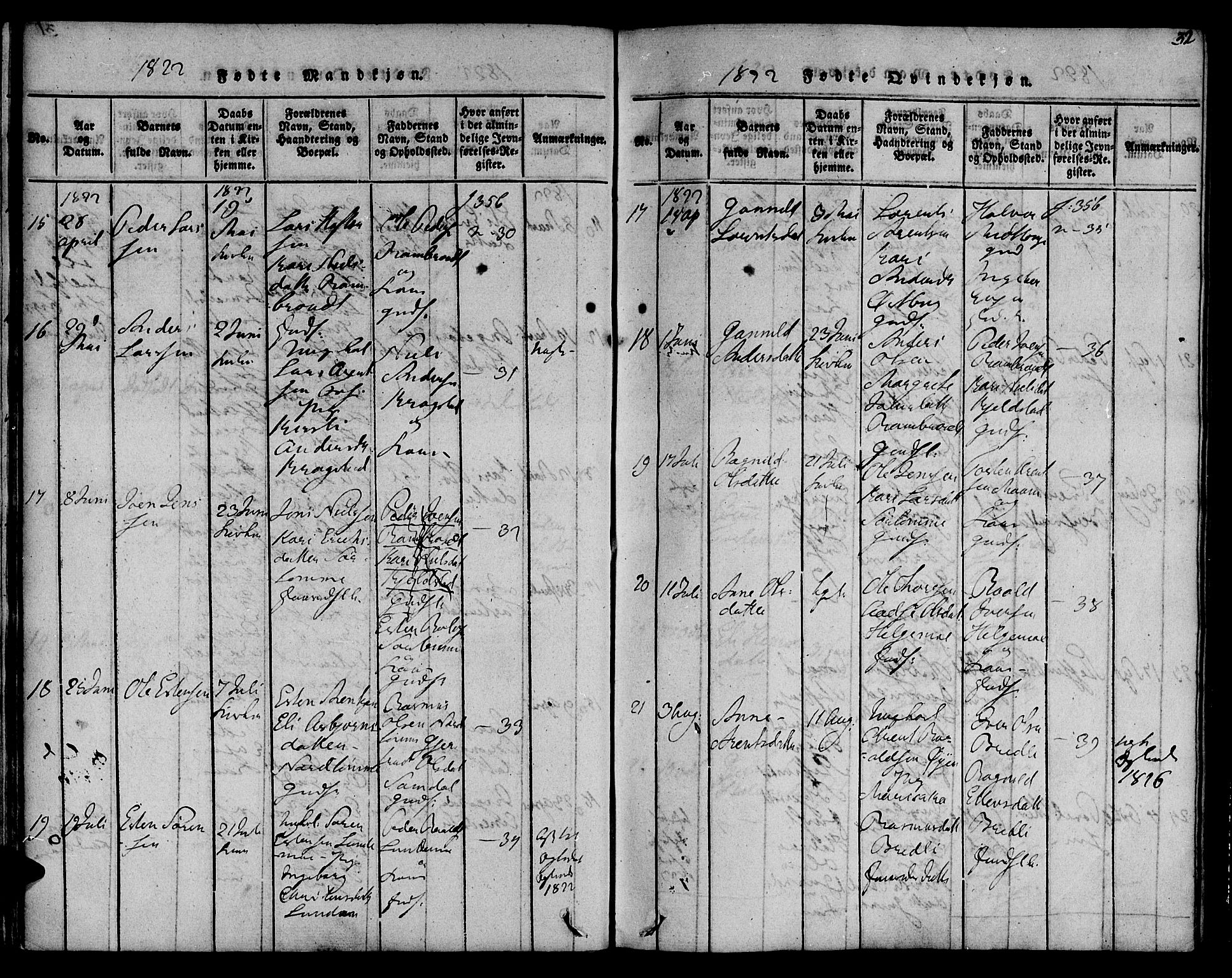 Ministerialprotokoller, klokkerbøker og fødselsregistre - Sør-Trøndelag, SAT/A-1456/692/L1102: Ministerialbok nr. 692A02, 1816-1842, s. 32
