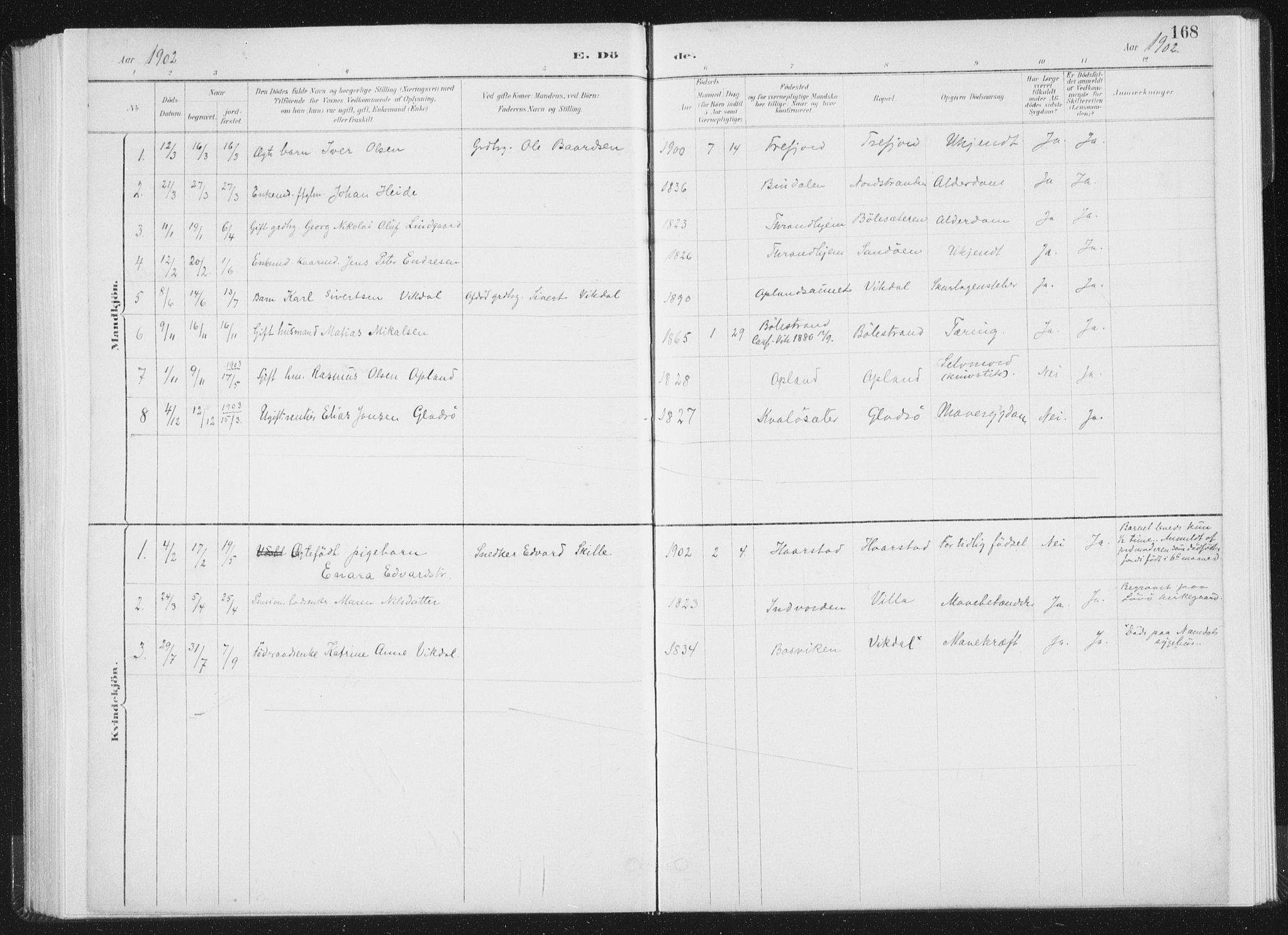 Ministerialprotokoller, klokkerbøker og fødselsregistre - Nord-Trøndelag, AV/SAT-A-1458/771/L0597: Ministerialbok nr. 771A04, 1885-1910, s. 168