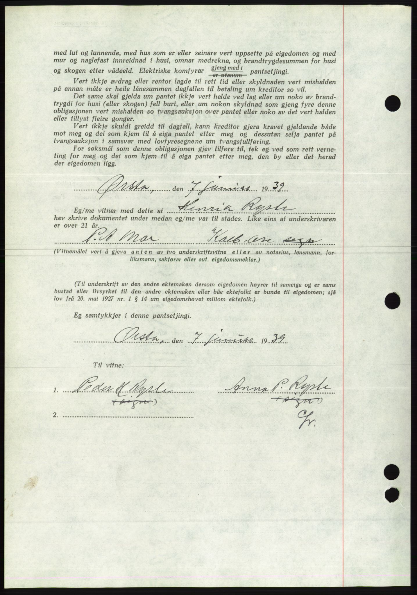 Søre Sunnmøre sorenskriveri, AV/SAT-A-4122/1/2/2C/L0067: Pantebok nr. 61, 1938-1939, Dagboknr: 75/1939