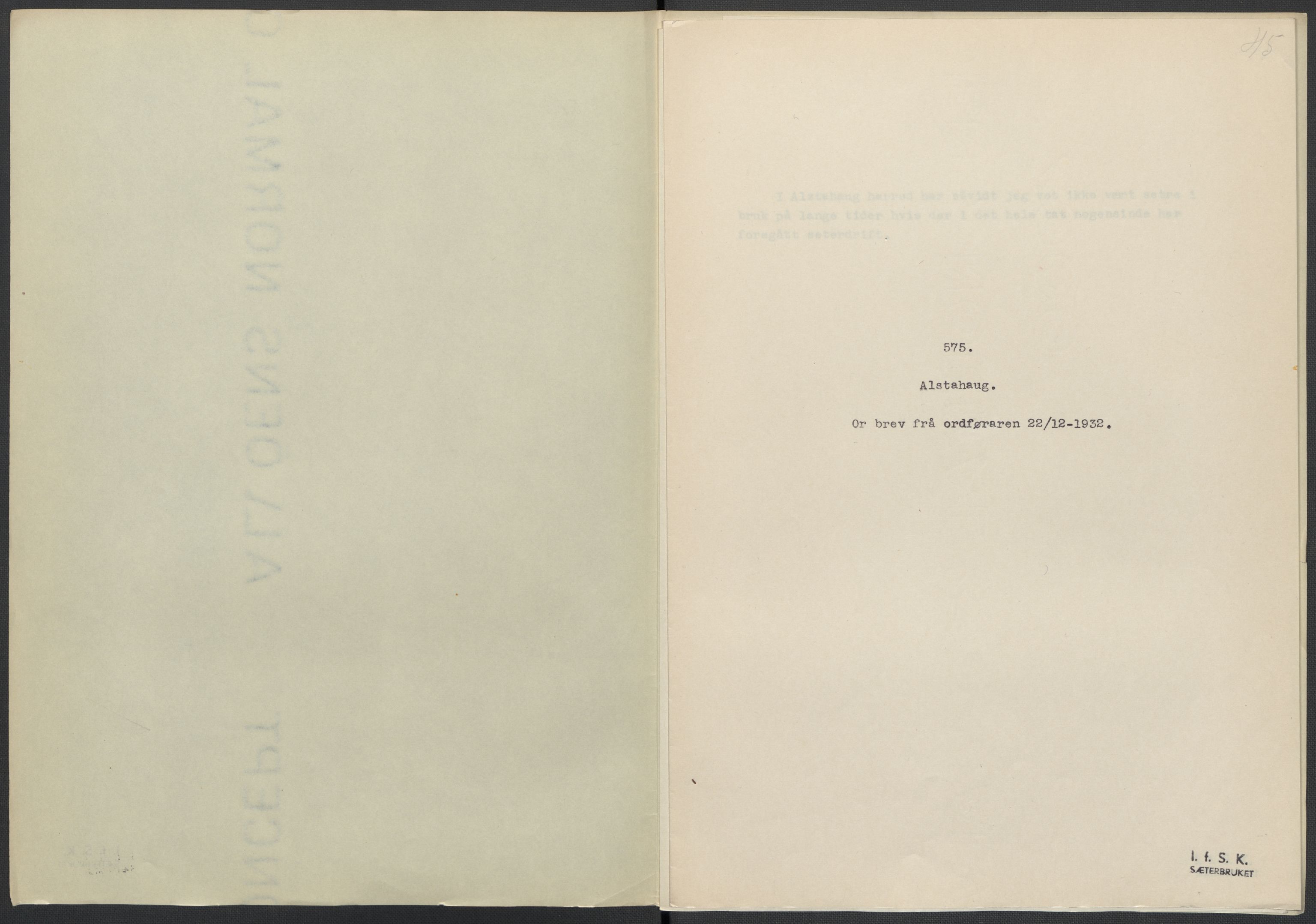 Instituttet for sammenlignende kulturforskning, AV/RA-PA-0424/F/Fc/L0016/0001: Eske B16: / Nordland (perm XLVI), 1932-1938, s. 45