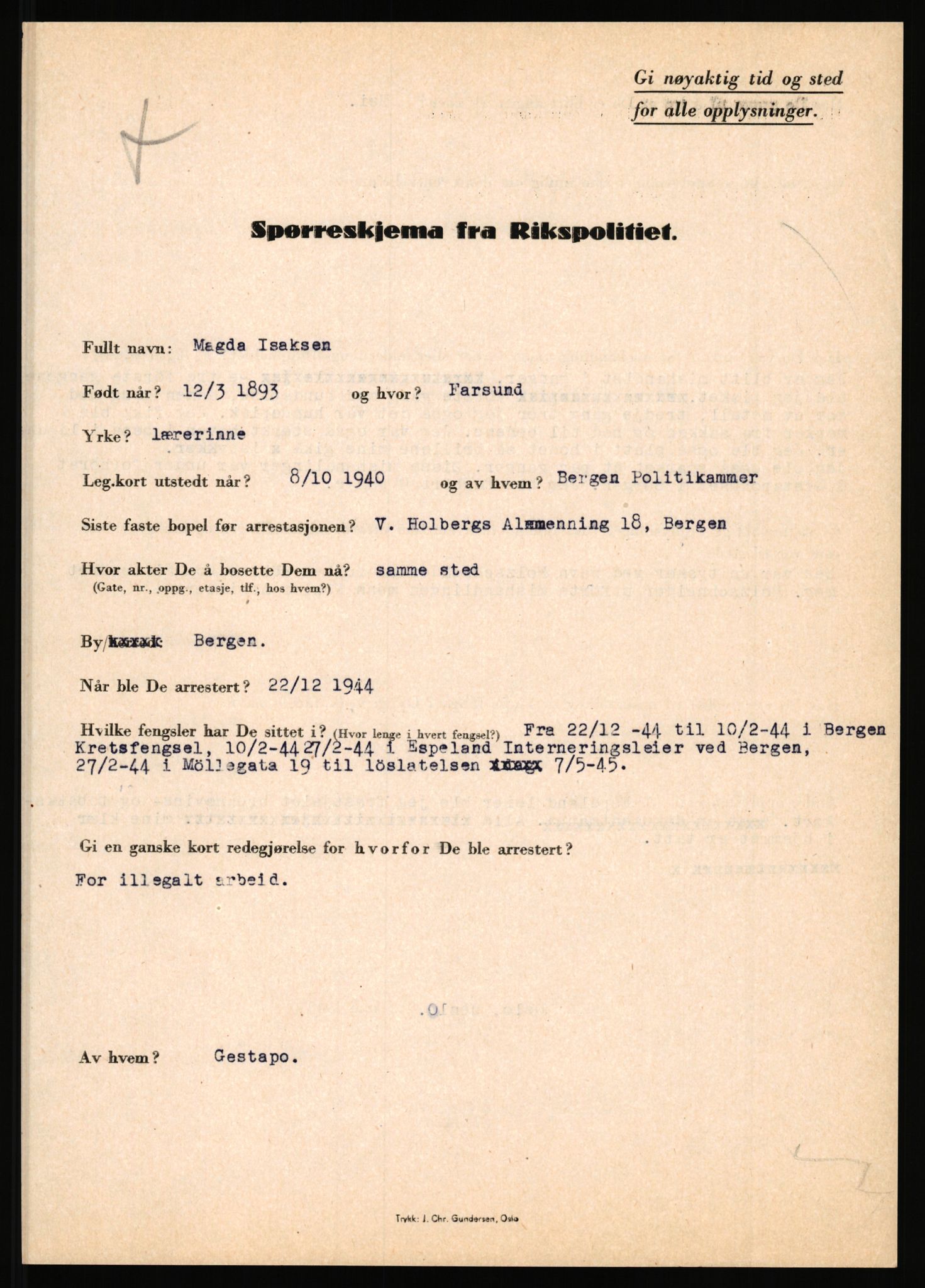 Rikspolitisjefen, AV/RA-S-1560/L/L0007: Heen, Erik C. - Iversen, Trygve, 1940-1945, s. 1205