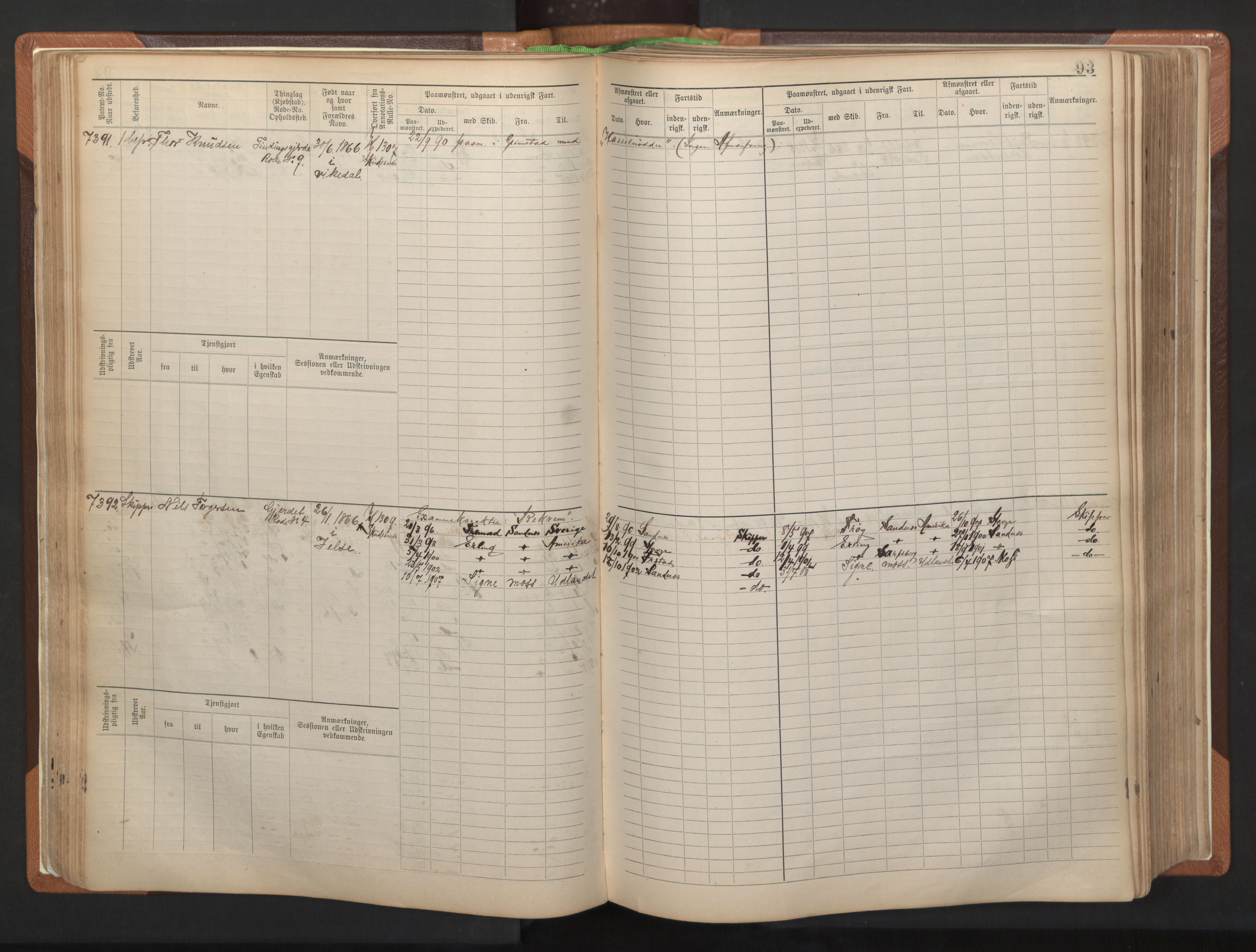 Stavanger sjømannskontor, AV/SAST-A-102006/F/Fb/Fbb/L0012: Sjøfartshovedrulle, patentnr. 7207-8158, 1894-1904, s. 96