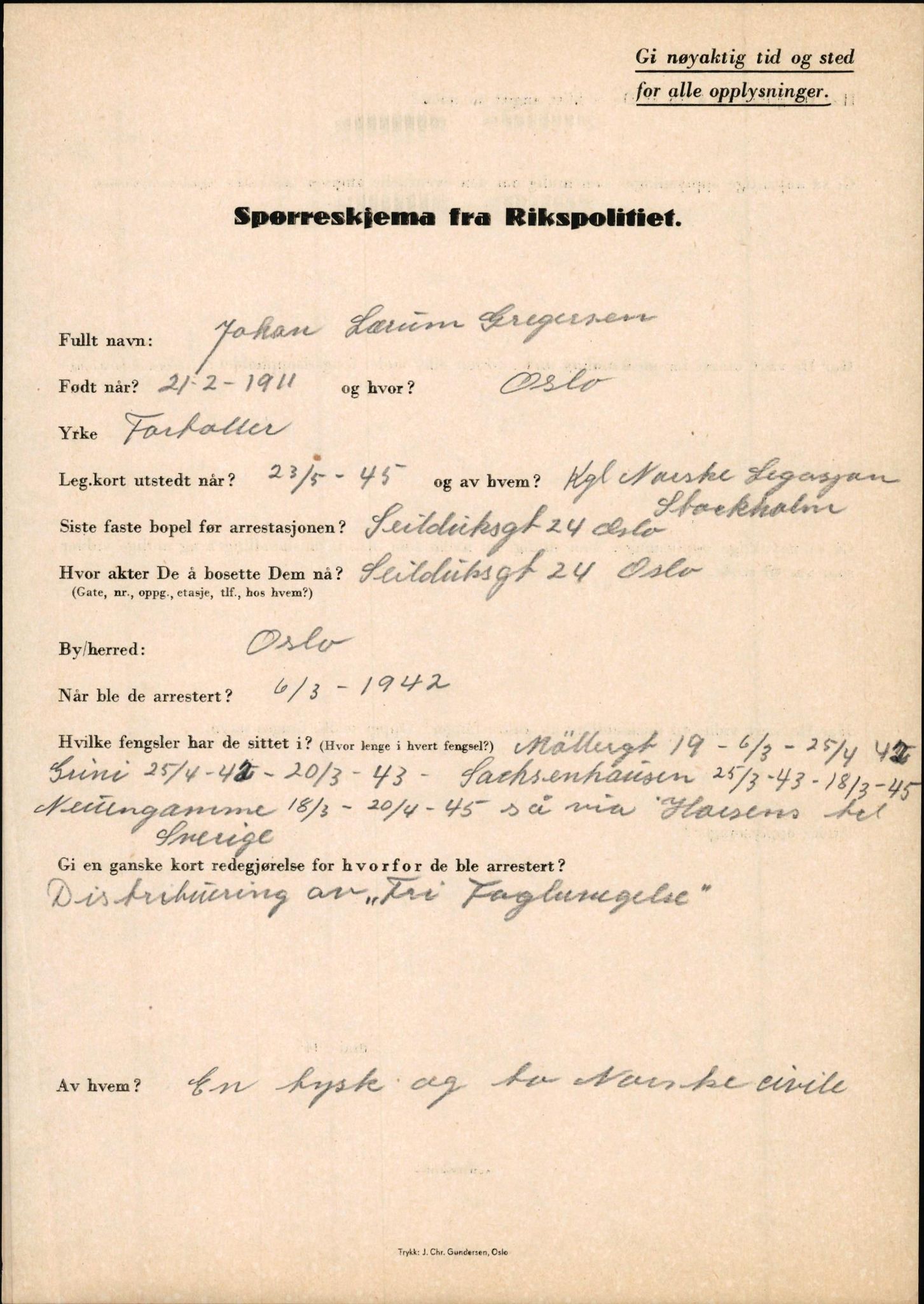 Rikspolitisjefen, AV/RA-S-1560/L/L0005: Gidske, Peder Martin -  Hansell, Georg, 1940-1945, s. 287